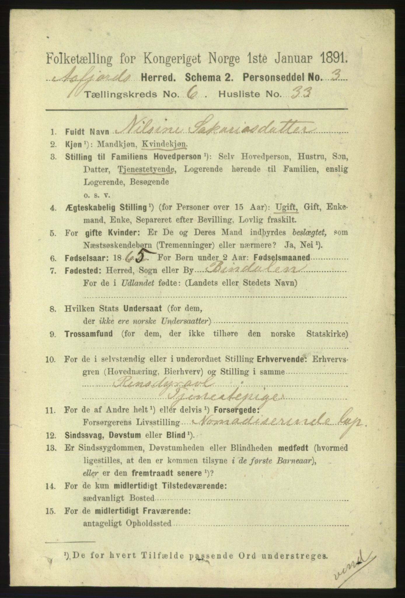 RA, 1891 census for 1630 Åfjord, 1891, p. 1673