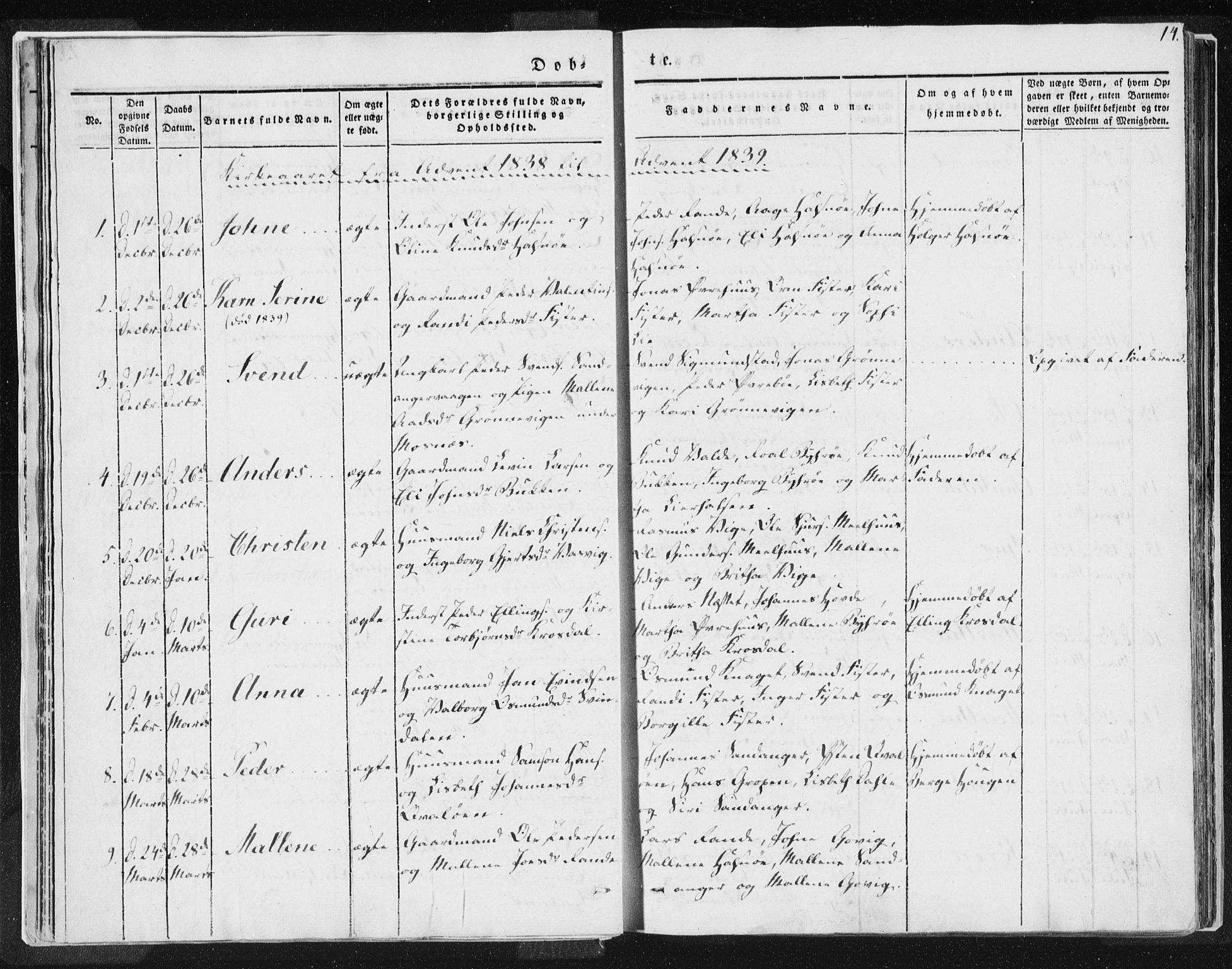 Hjelmeland sokneprestkontor, AV/SAST-A-101843/01/IV/L0007: Parish register (official) no. A 7, 1834-1850, p. 14