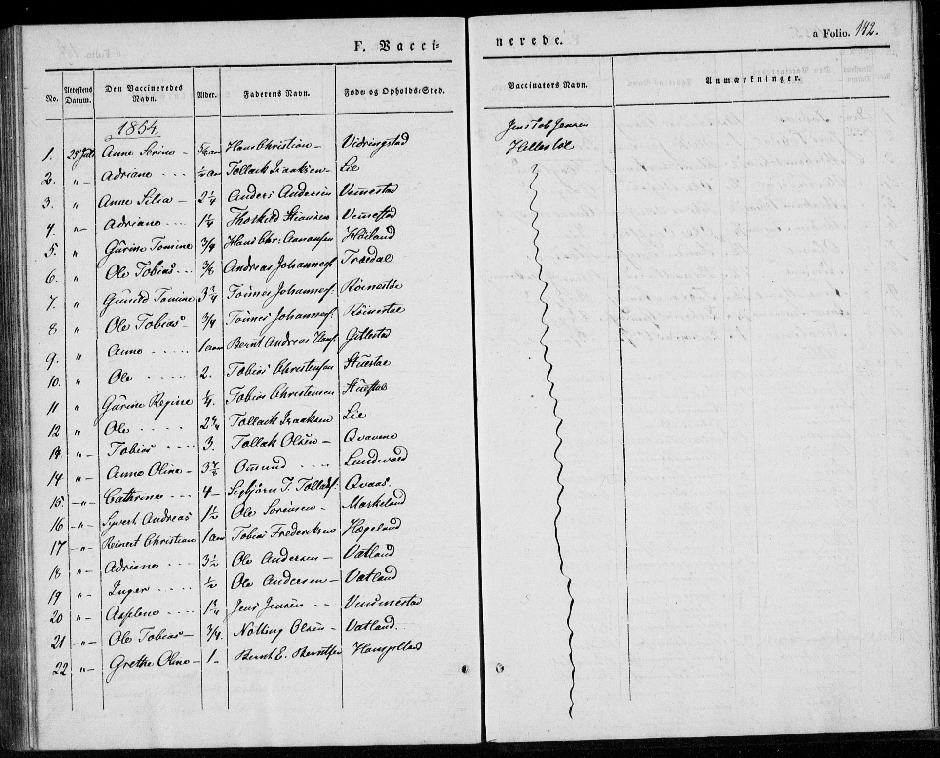 Lyngdal sokneprestkontor, AV/SAK-1111-0029/F/Fa/Fab/L0001: Parish register (official) no. A 1, 1838-1860, p. 142