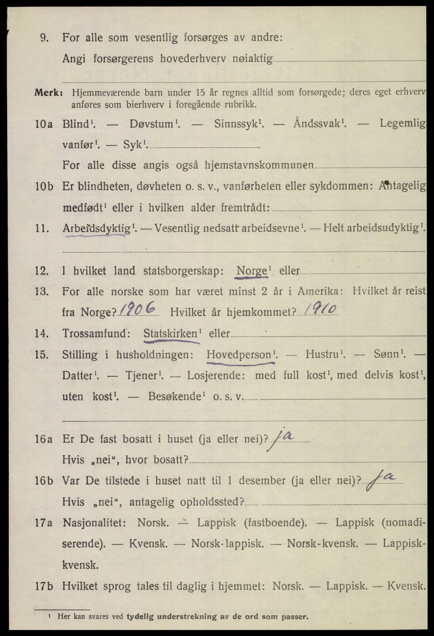 SAT, 1920 census for Flatanger, 1920, p. 2391