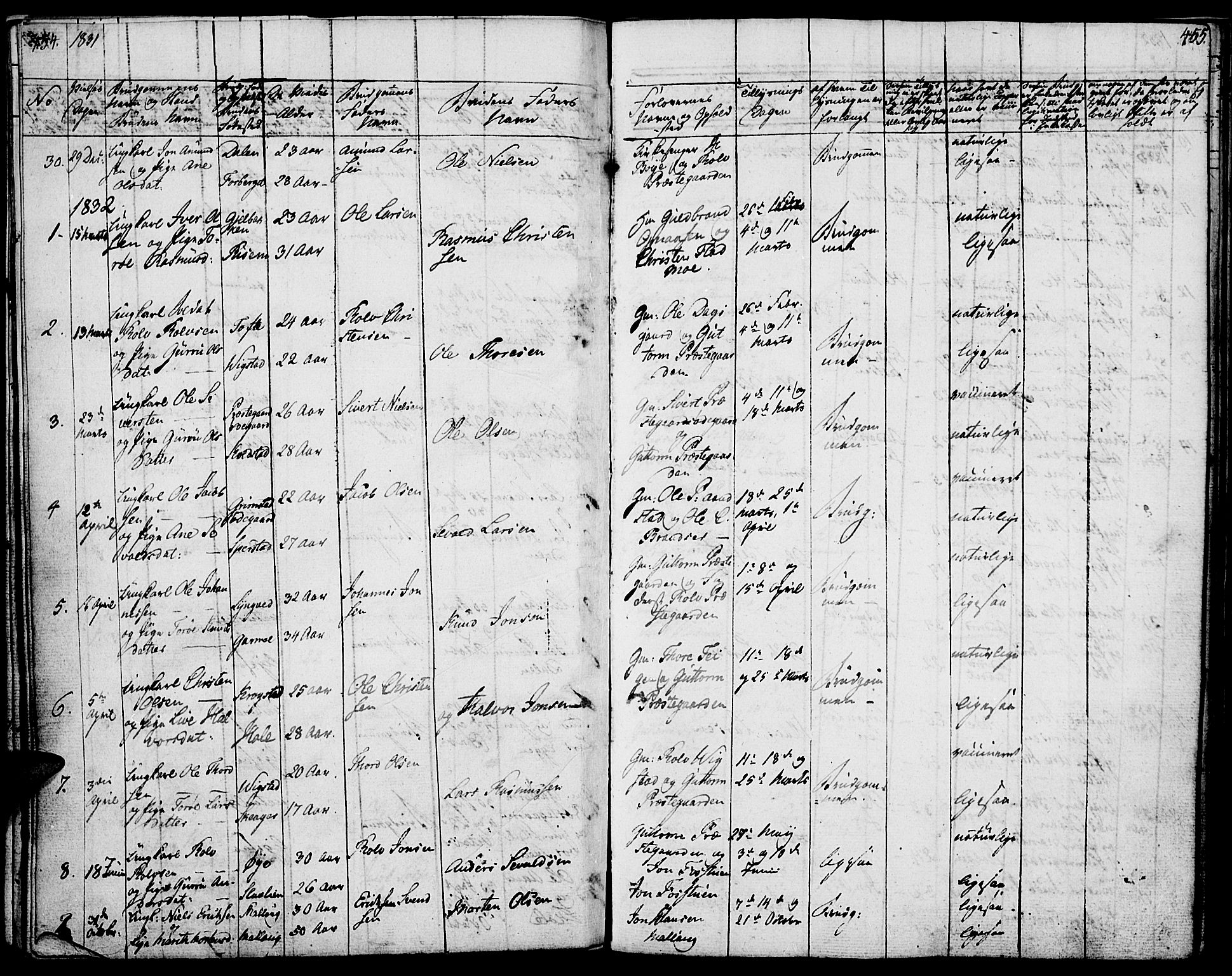 Lom prestekontor, SAH/PREST-070/K/L0005: Parish register (official) no. 5, 1825-1837, p. 454-455