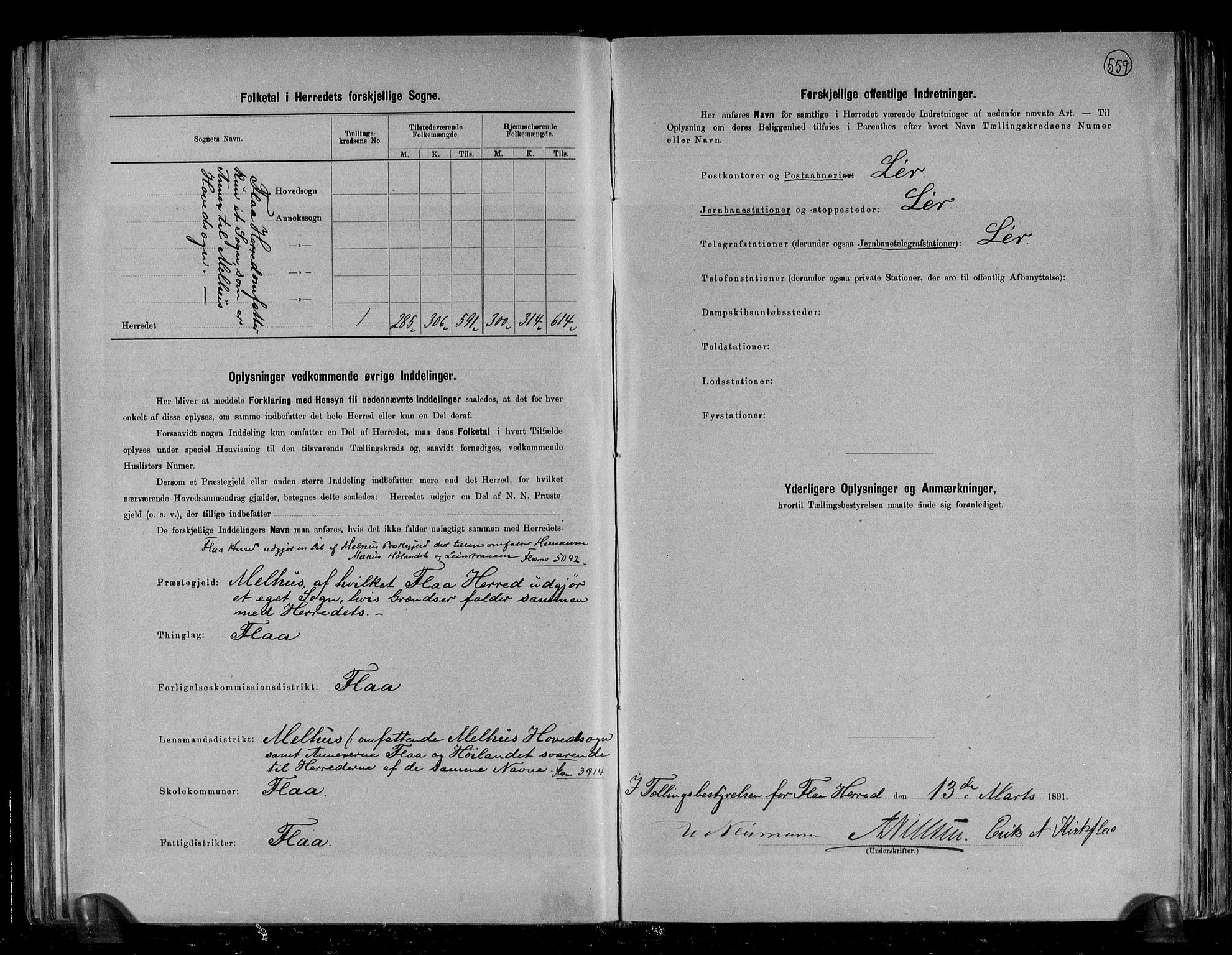 RA, 1891 census for 1652 Flå, 1891, p. 3