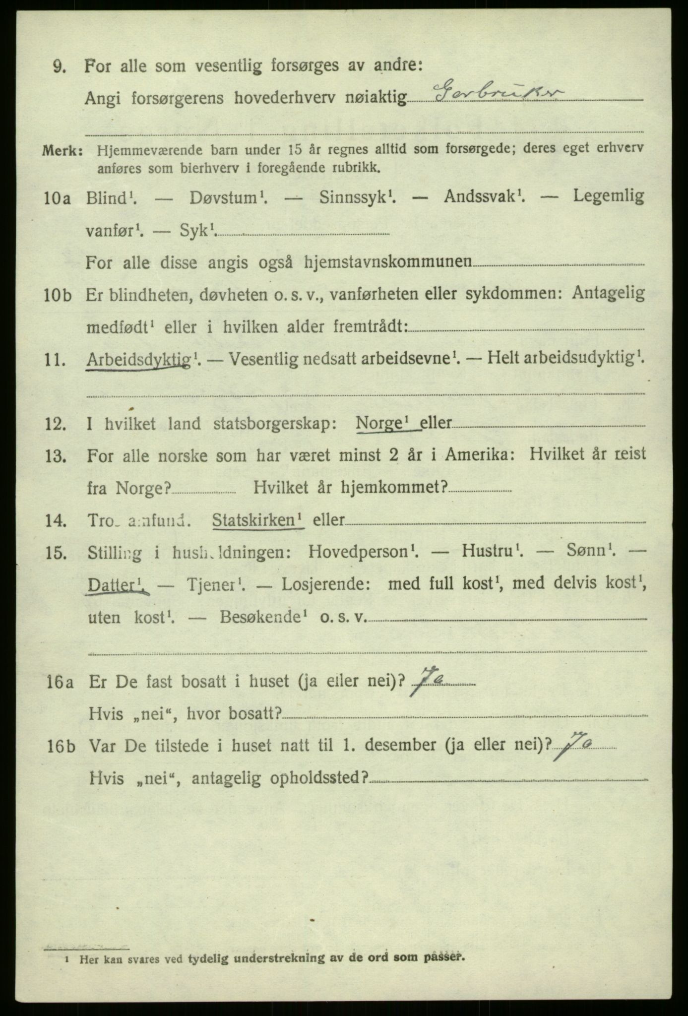 SAB, 1920 census for Førde, 1920, p. 4273