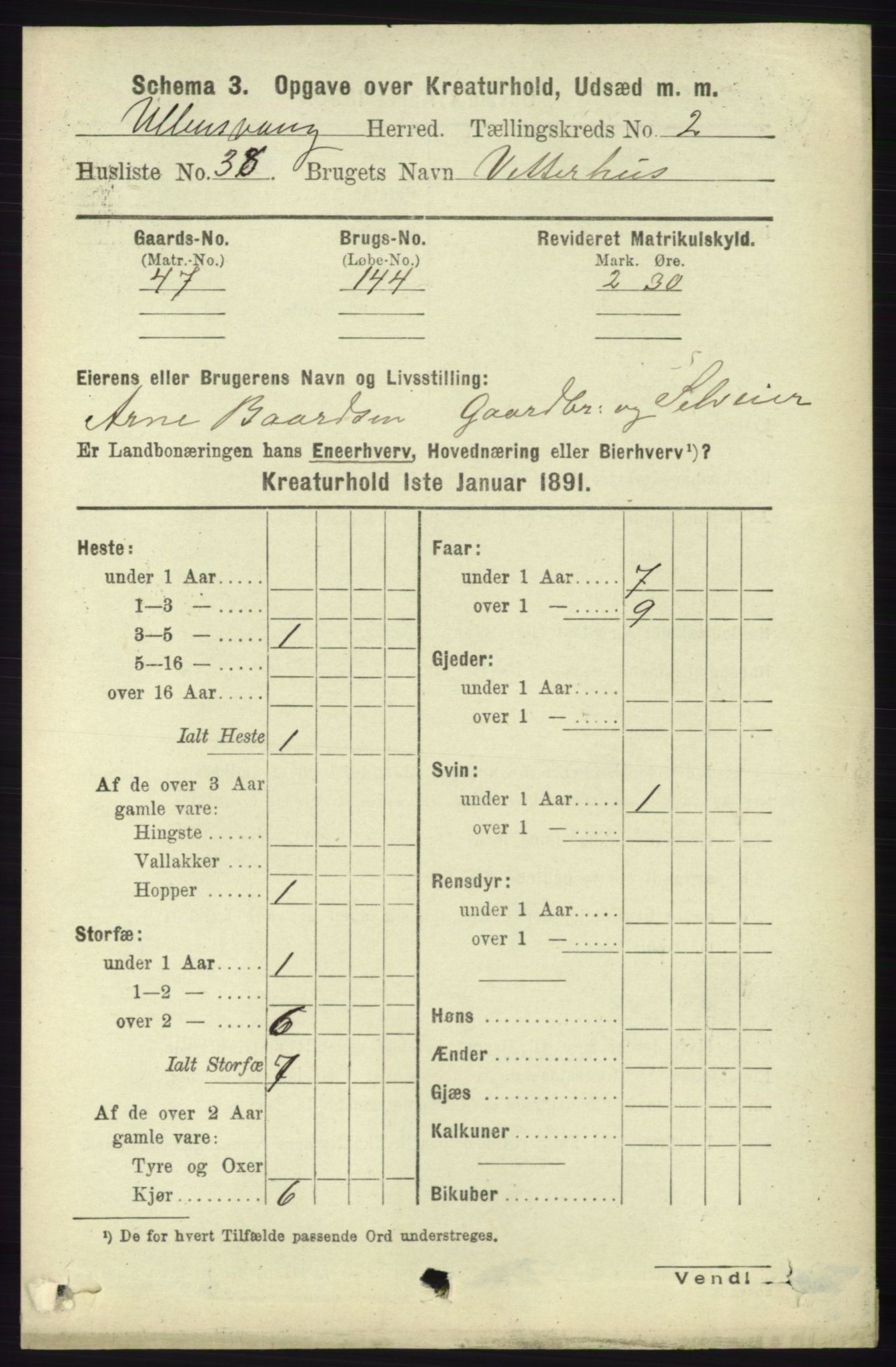 RA, 1891 census for 1230 Ullensvang, 1891, p. 6808