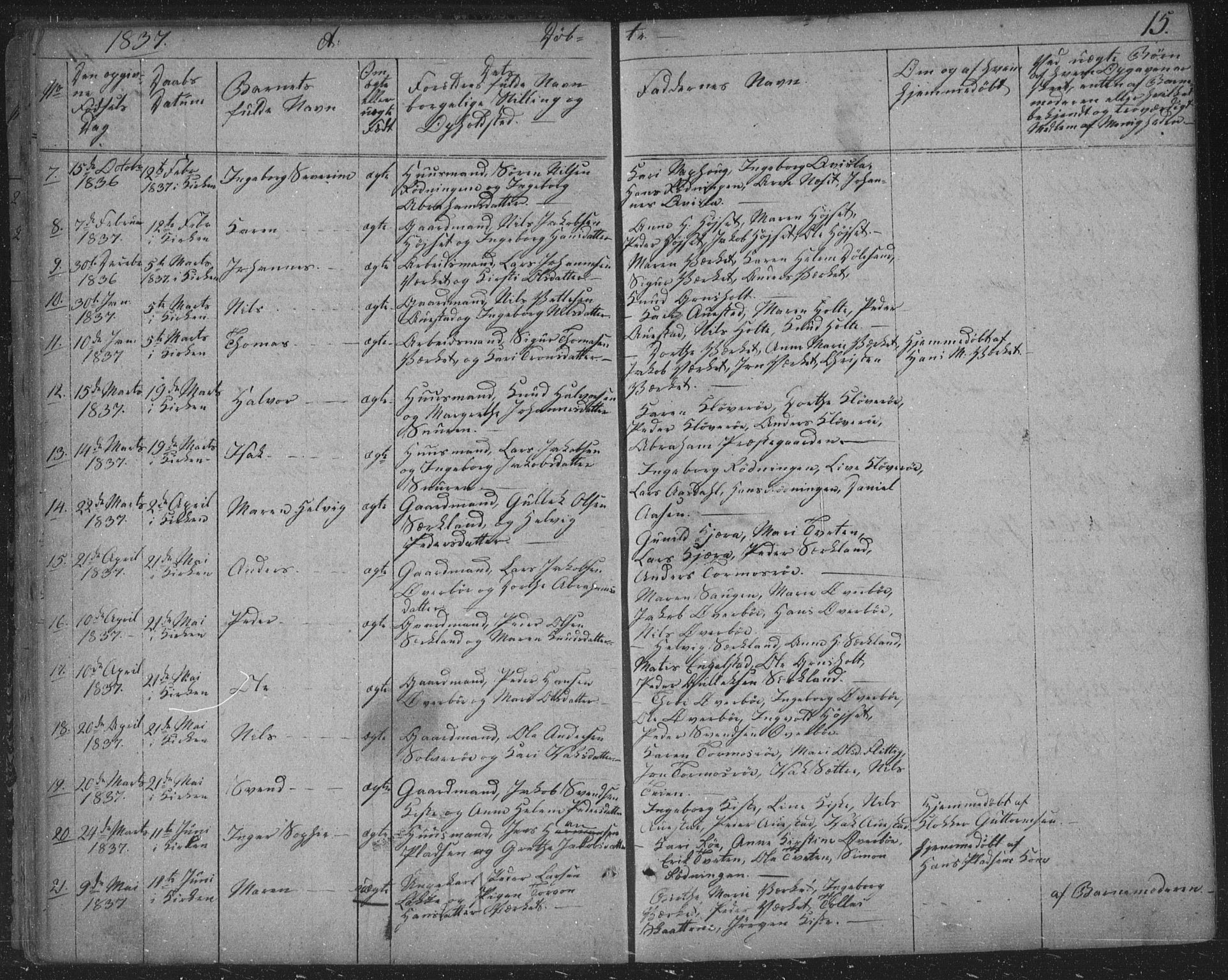 Siljan kirkebøker, SAKO/A-300/F/Fa/L0001: Parish register (official) no. 1, 1831-1870, p. 15