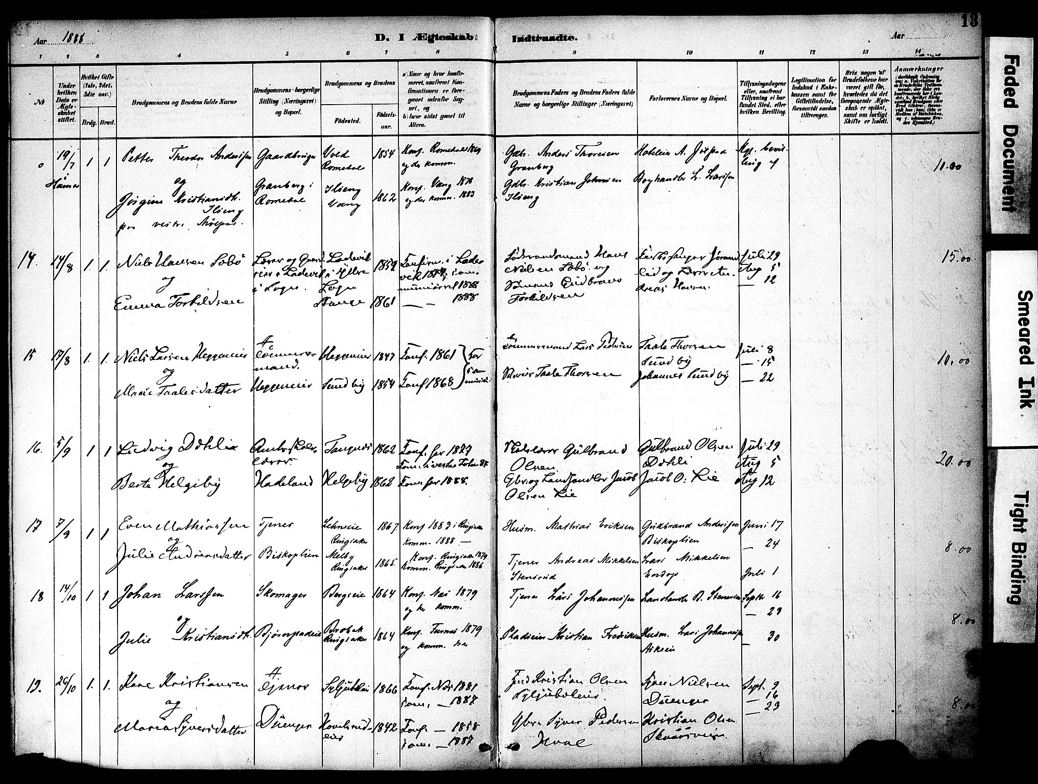 Nes prestekontor, Hedmark, AV/SAH-PREST-020/K/Ka/L0008: Parish register (official) no. 8, 1883-1905, p. 13