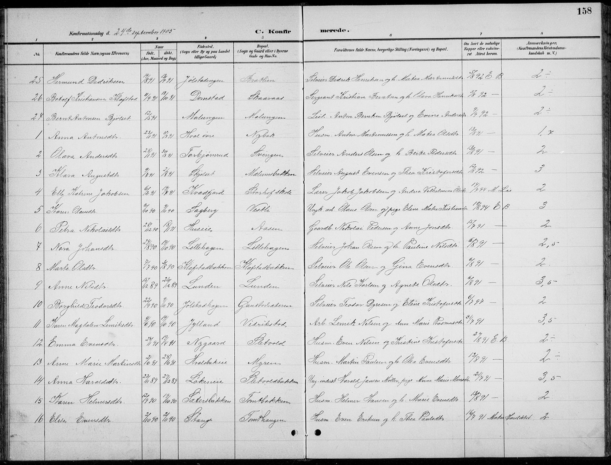 Romedal prestekontor, AV/SAH-PREST-004/L/L0013: Parish register (copy) no. 13, 1896-1937, p. 158