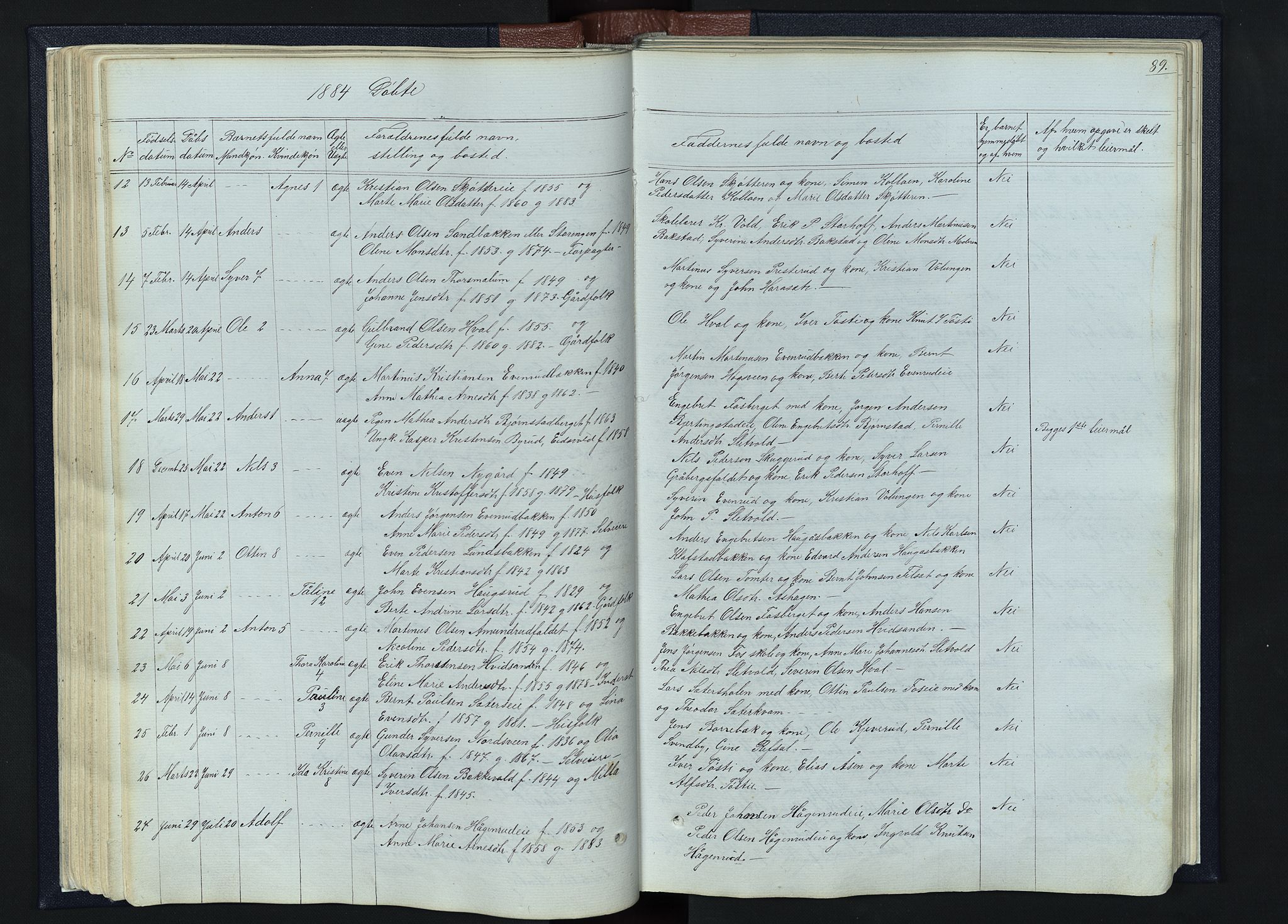 Romedal prestekontor, AV/SAH-PREST-004/L/L0010: Parish register (copy) no. 10, 1860-1895, p. 89
