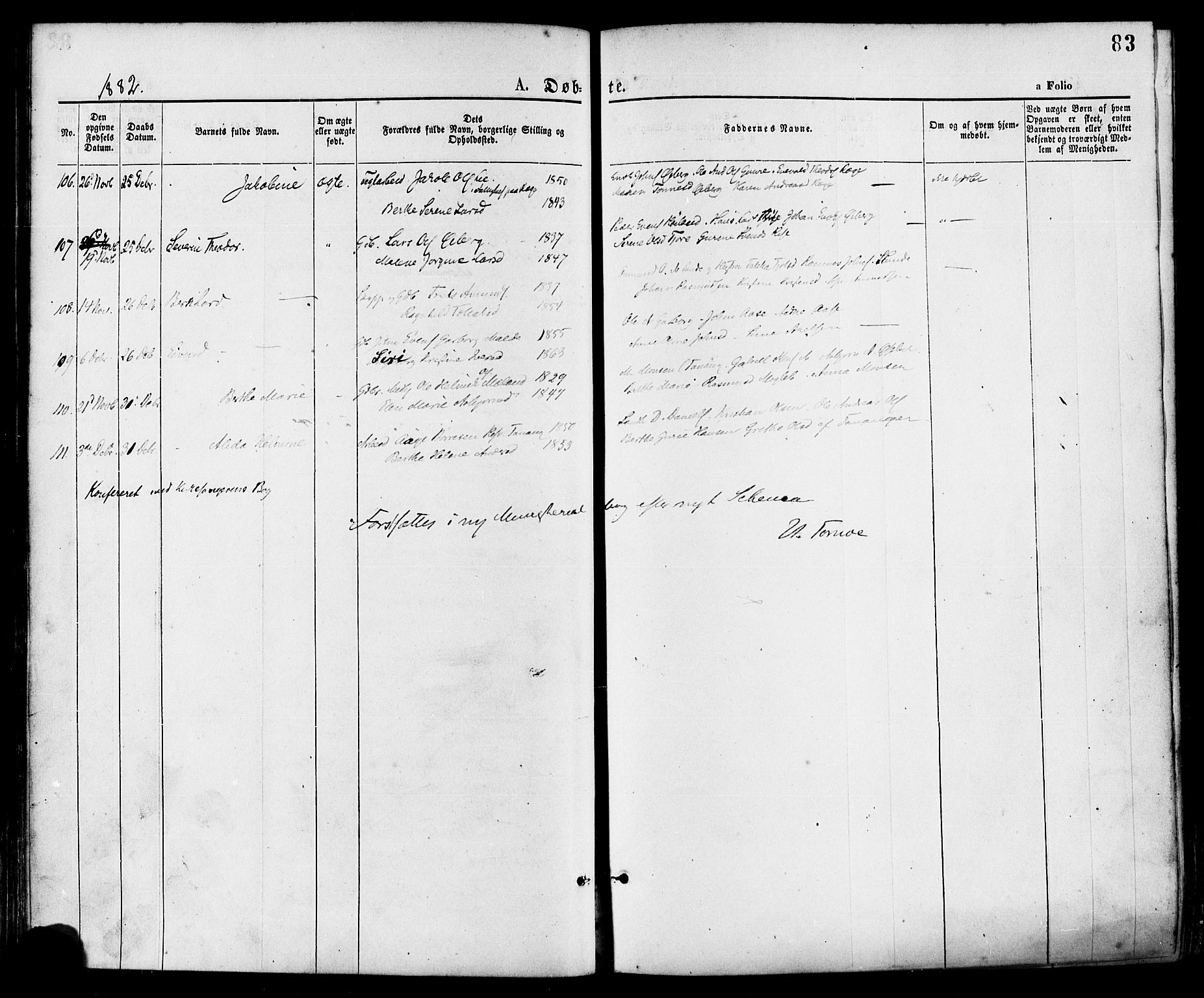 Håland sokneprestkontor, AV/SAST-A-101802/001/30BA/L0009: Parish register (official) no. A 8, 1871-1882, p. 83