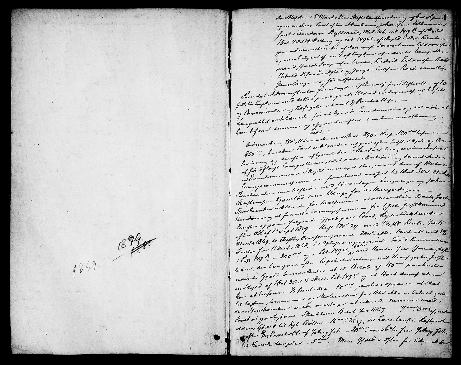 Follo sorenskriveri, AV/SAO-A-10274/H/Hd/L0003: Skifteforhandlingsprotokoll, 1869-1887, p. 0b-1a