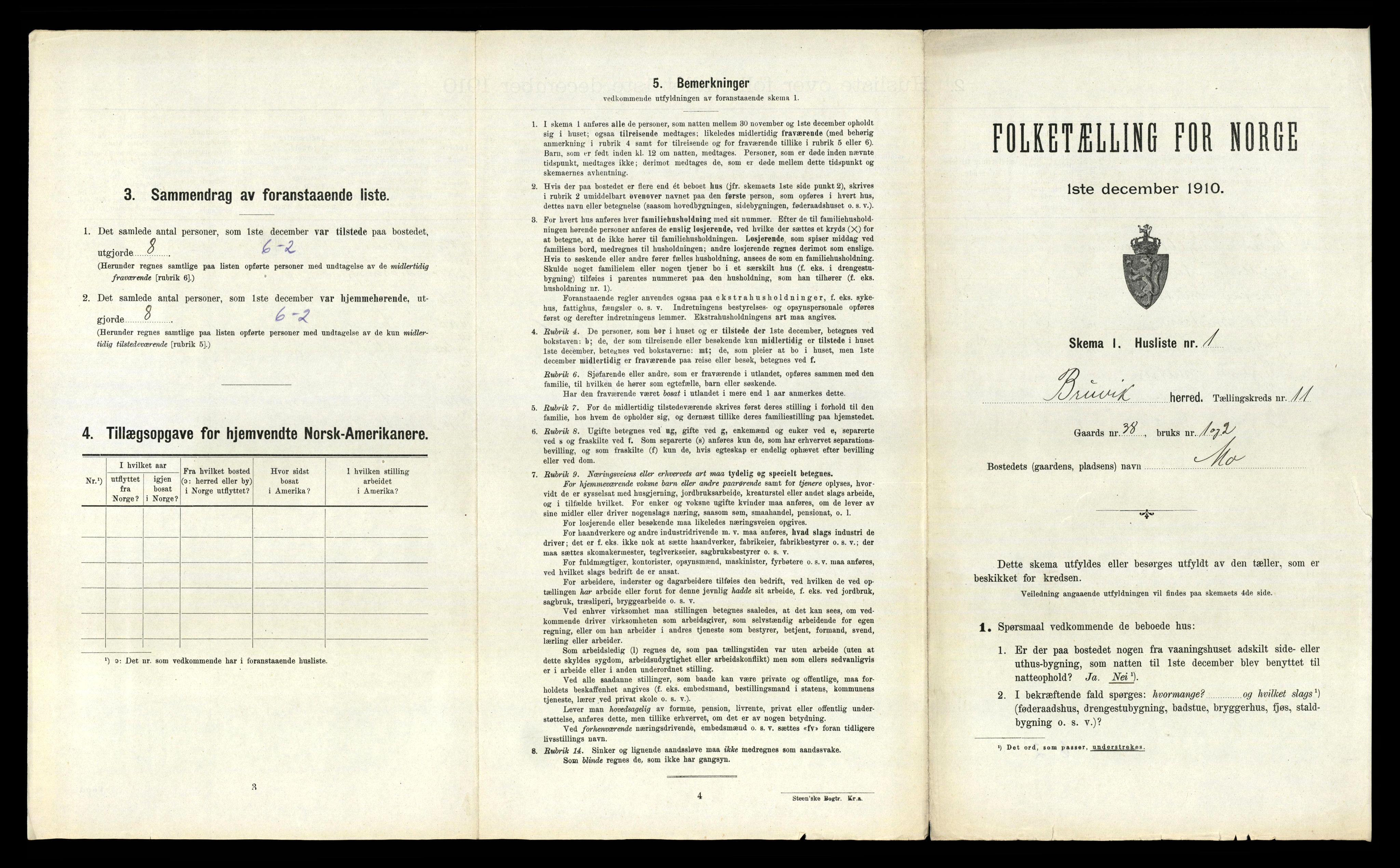 RA, 1910 census for Bruvik, 1910, p. 794