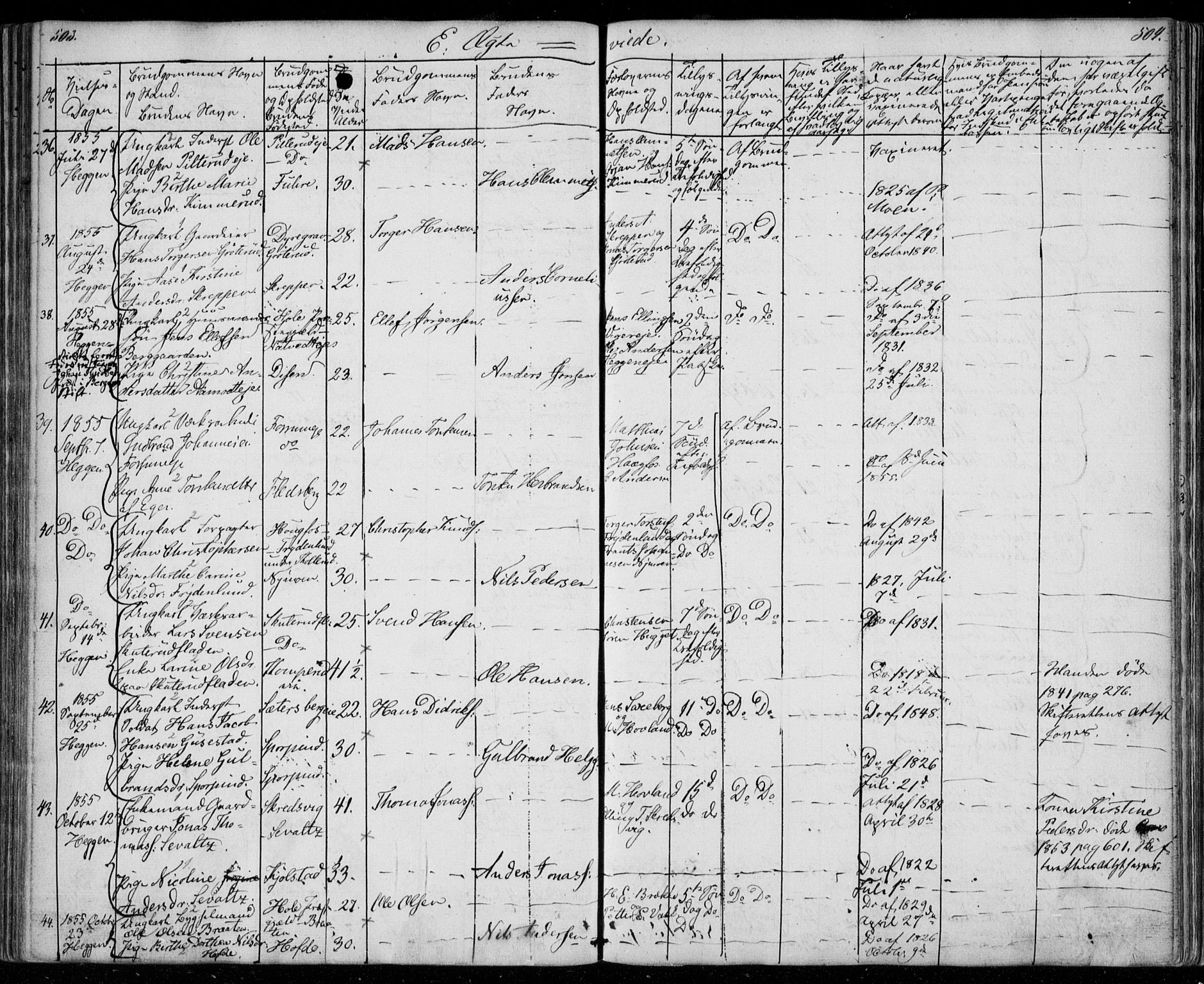 Modum kirkebøker, SAKO/A-234/F/Fa/L0008: Parish register (official) no. 8, 1851-1859, p. 503-504