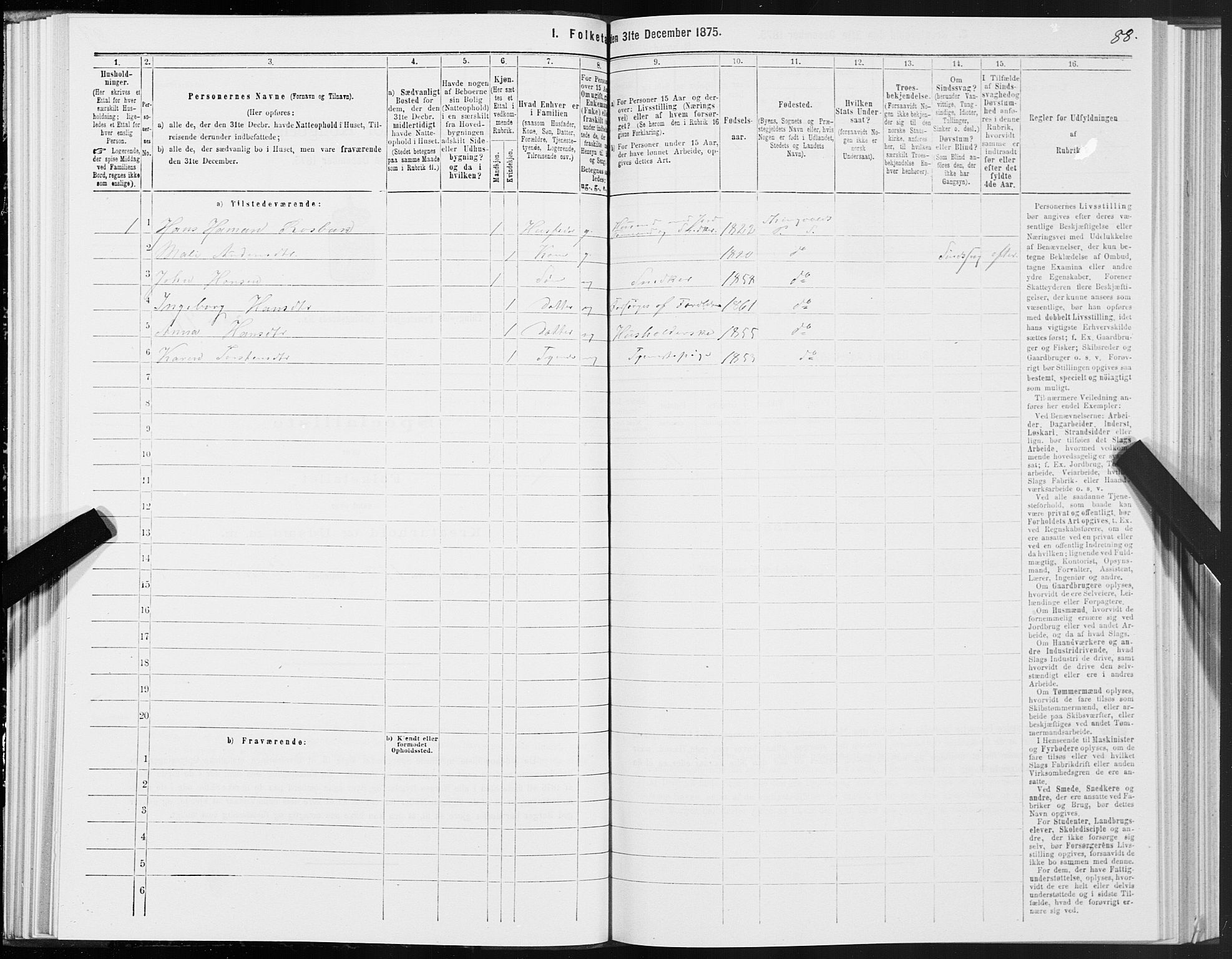 SAT, 1875 census for 1560P Tingvoll, 1875, p. 2088