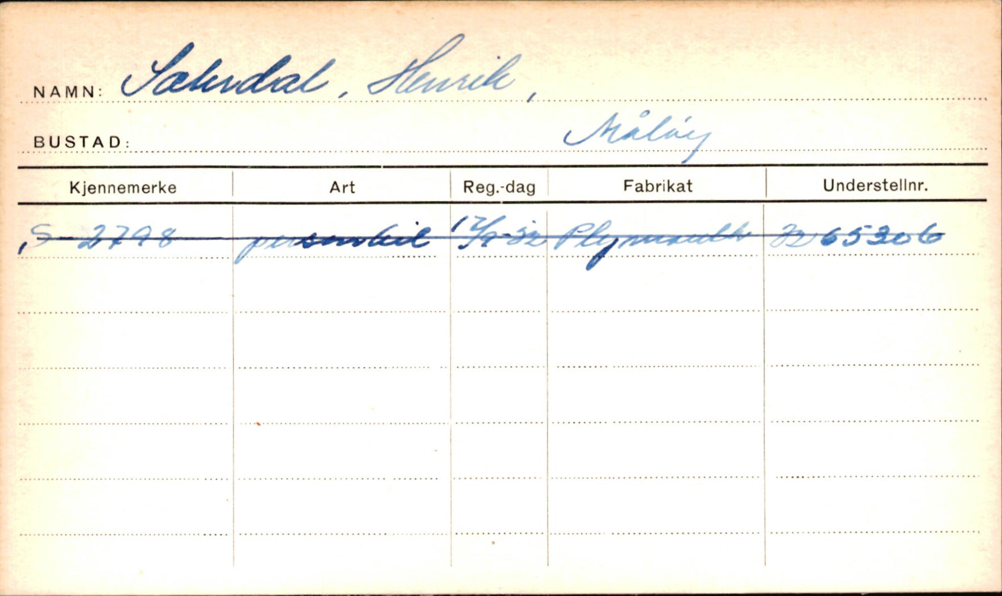 Statens vegvesen, Sogn og Fjordane vegkontor, AV/SAB-A-5301/4/F/L0002: Eigarregister Fjordane til 1.6.1961, 1930-1961, p. 12