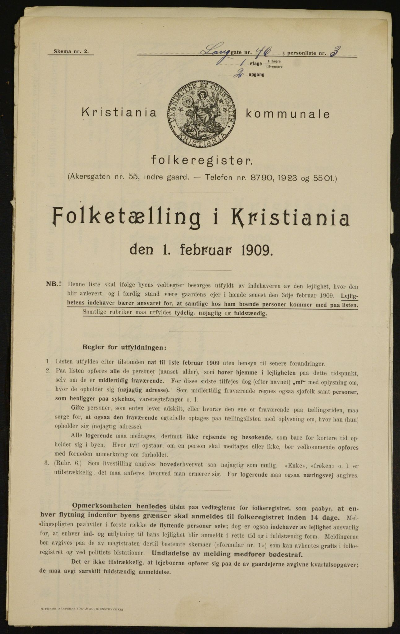 OBA, Municipal Census 1909 for Kristiania, 1909, p. 51943