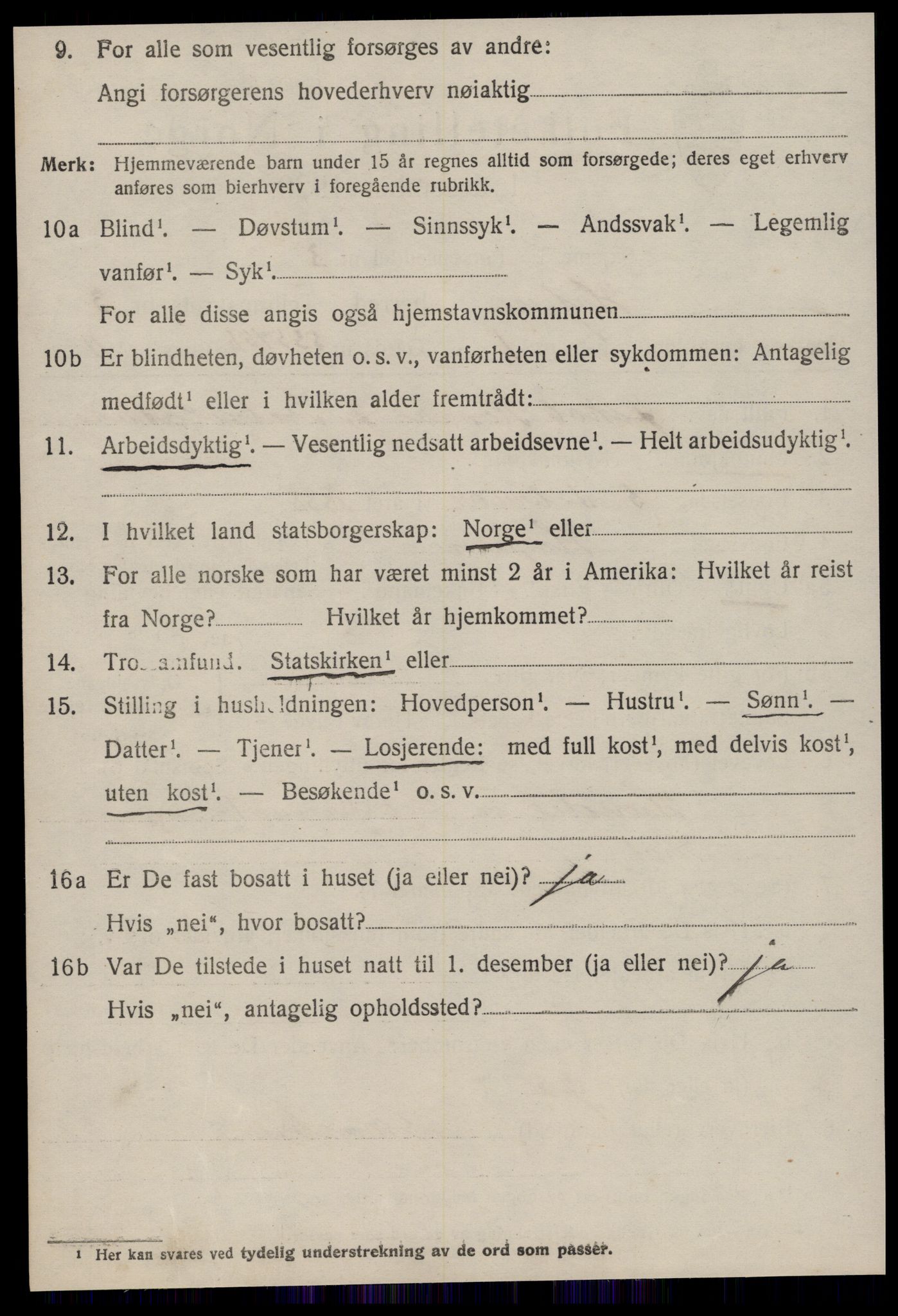 SAT, 1920 census for Hopen, 1920, p. 1503