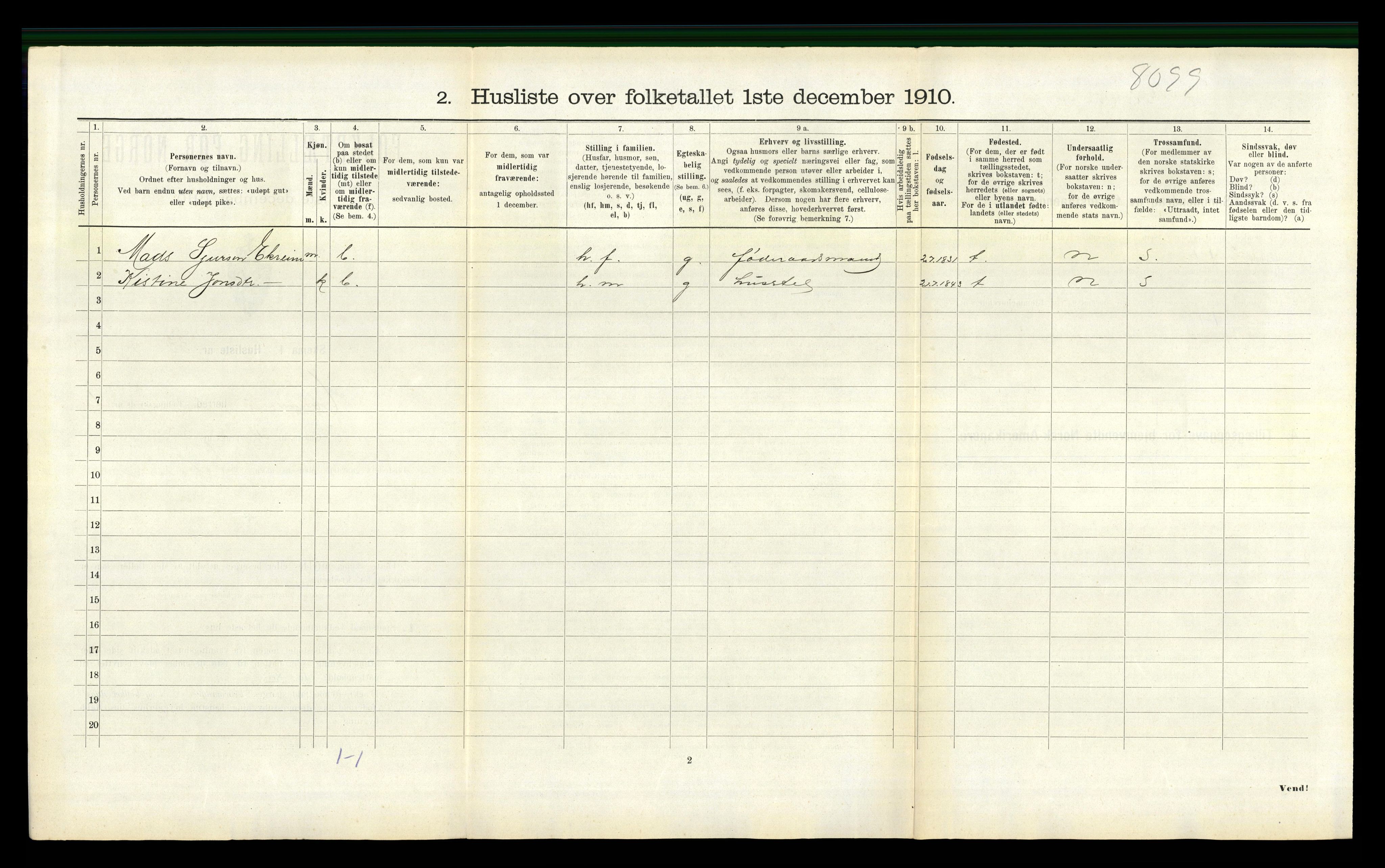 RA, 1910 census for Vanylven, 1910, p. 448