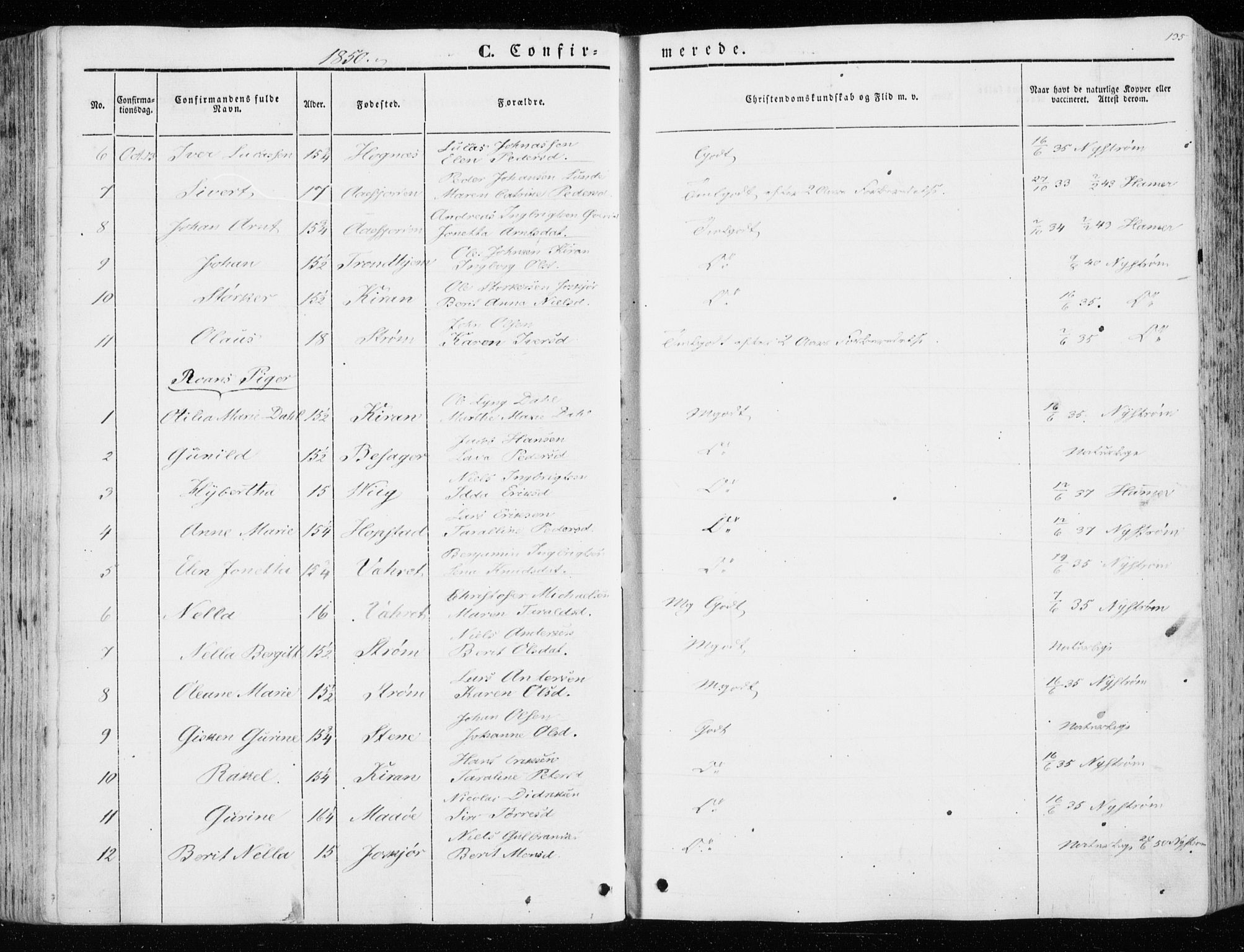 Ministerialprotokoller, klokkerbøker og fødselsregistre - Sør-Trøndelag, SAT/A-1456/657/L0704: Parish register (official) no. 657A05, 1846-1857, p. 135
