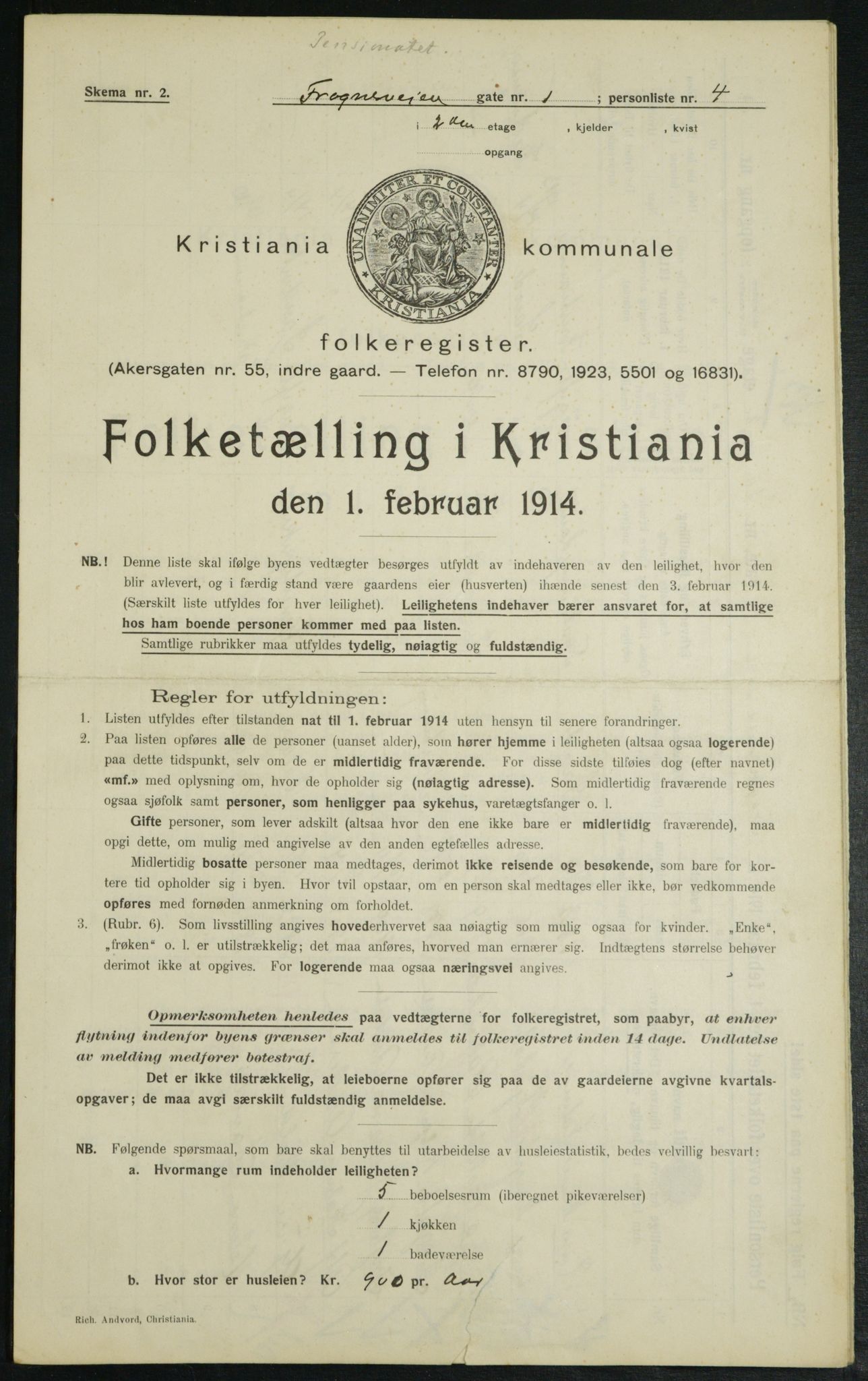 OBA, Municipal Census 1914 for Kristiania, 1914, p. 27279