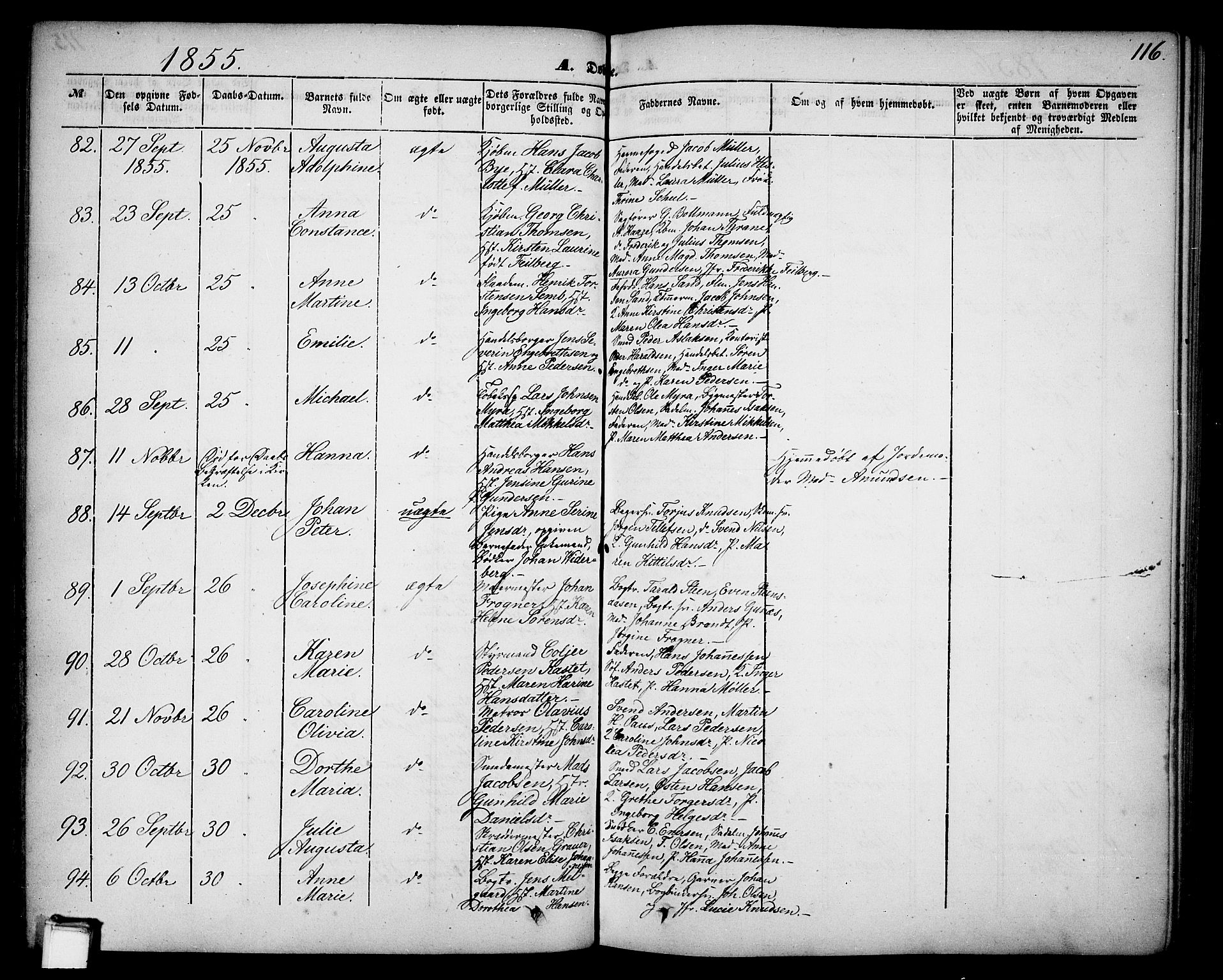 Skien kirkebøker, SAKO/A-302/G/Ga/L0004: Parish register (copy) no. 4, 1843-1867, p. 116