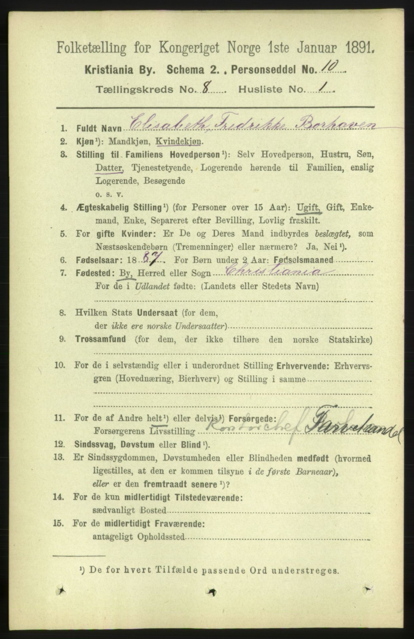 RA, 1891 census for 0301 Kristiania, 1891, p. 3340