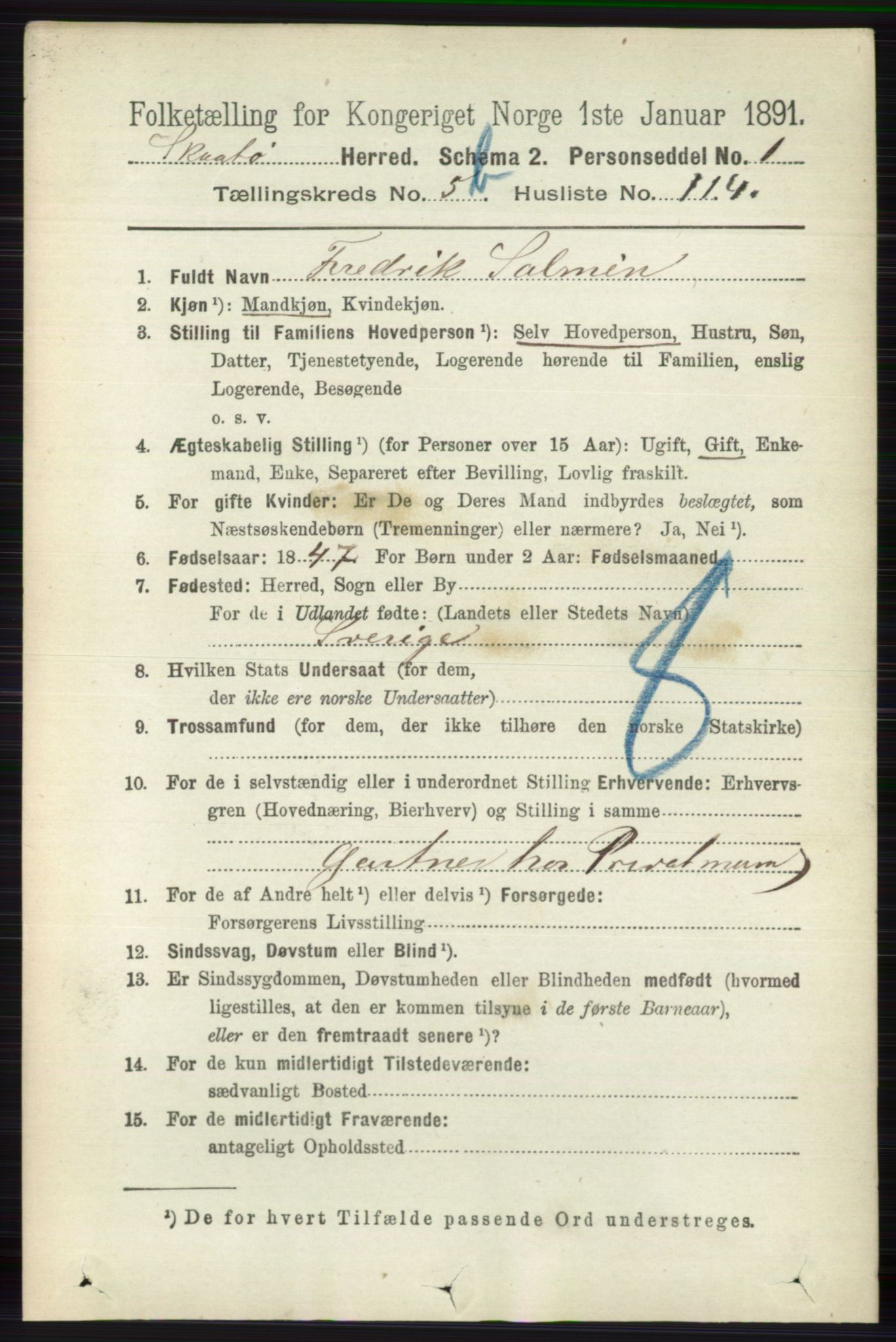 RA, 1891 census for 0815 Skåtøy, 1891, p. 2629