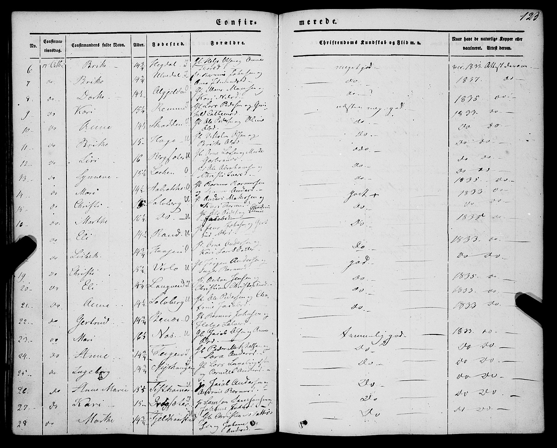 Innvik sokneprestembete, AV/SAB-A-80501: Parish register (official) no. A 5, 1847-1865, p. 123