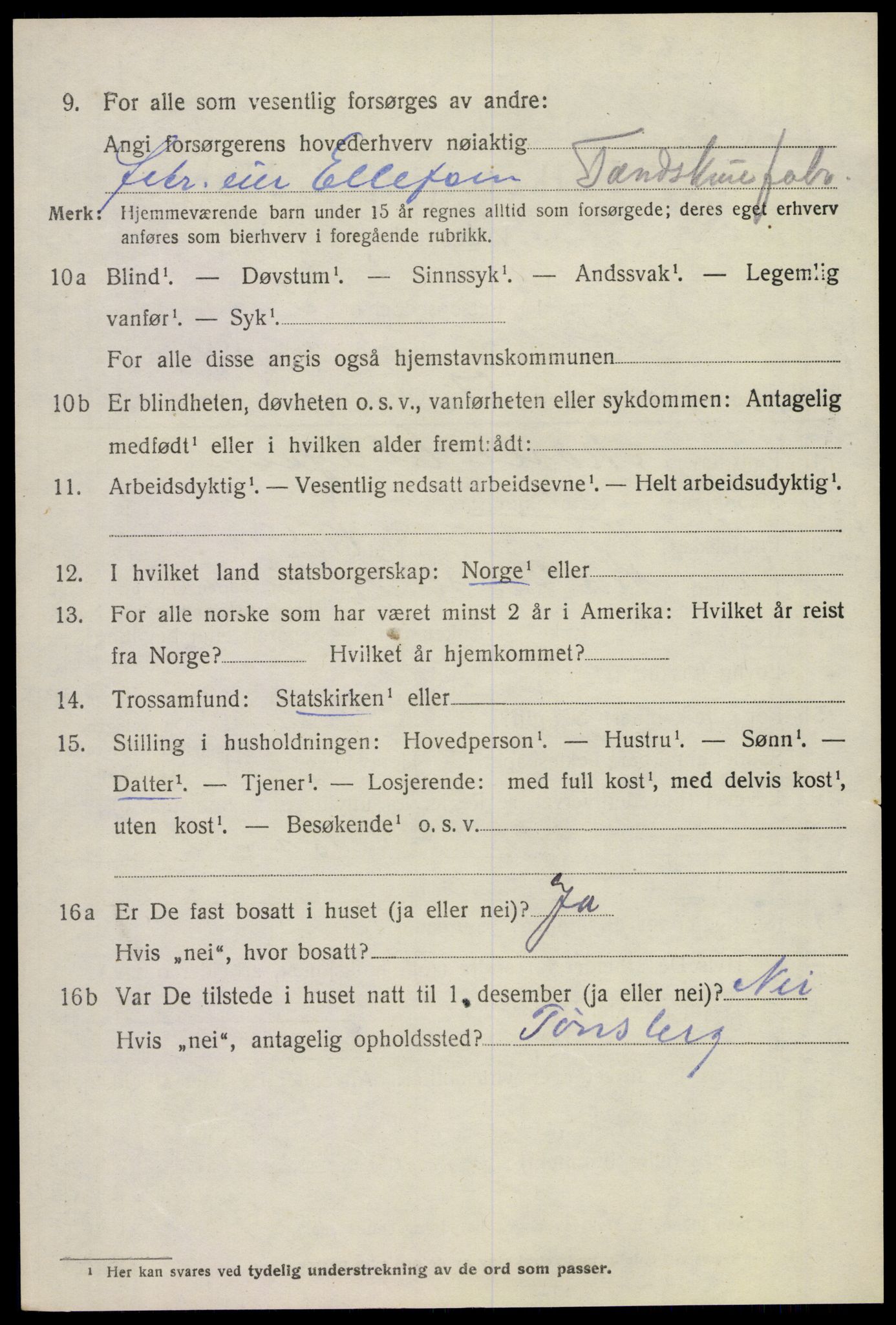 SAKO, 1920 census for Stokke, 1920, p. 2441