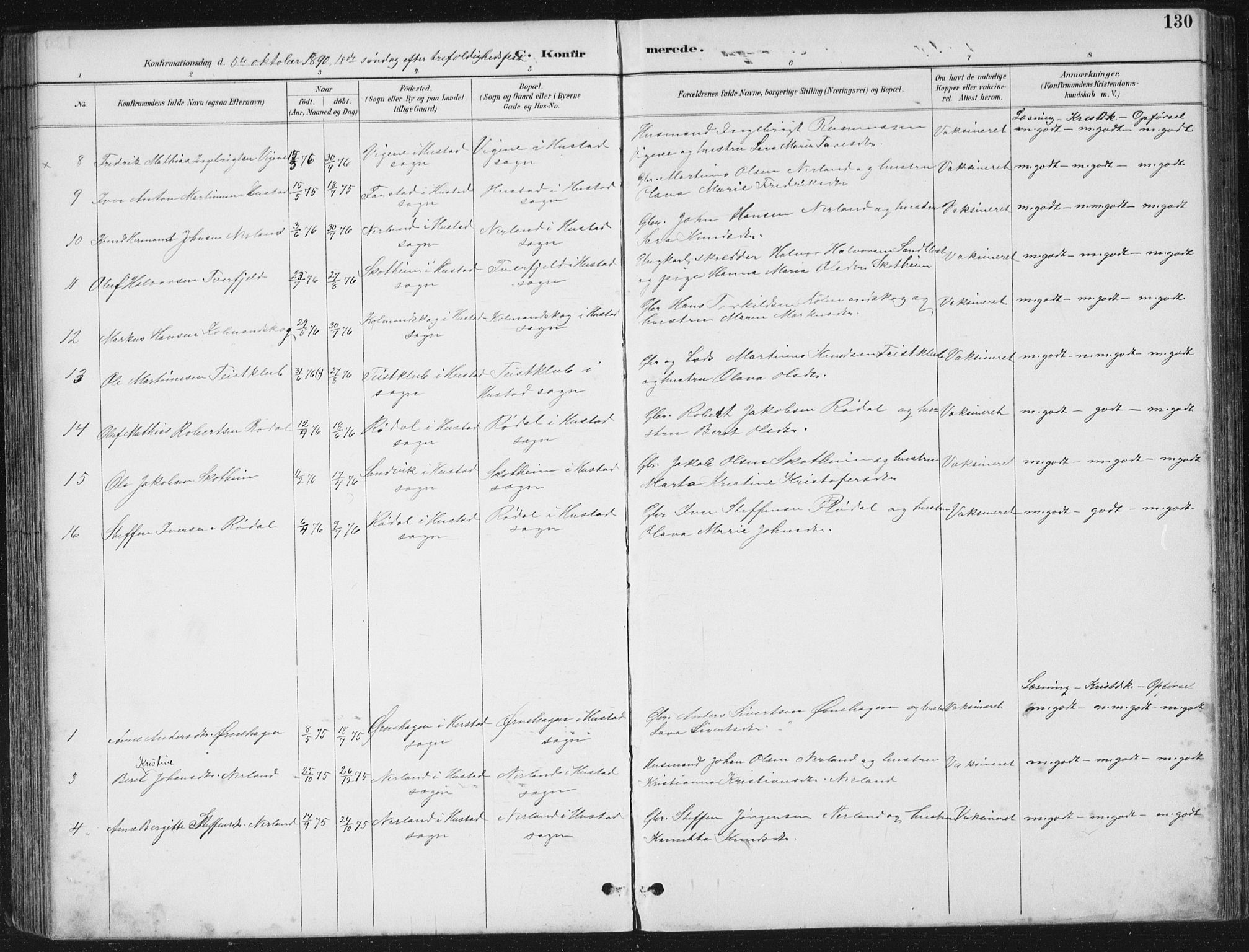 Ministerialprotokoller, klokkerbøker og fødselsregistre - Møre og Romsdal, AV/SAT-A-1454/567/L0783: Parish register (copy) no. 567C03, 1887-1903, p. 130