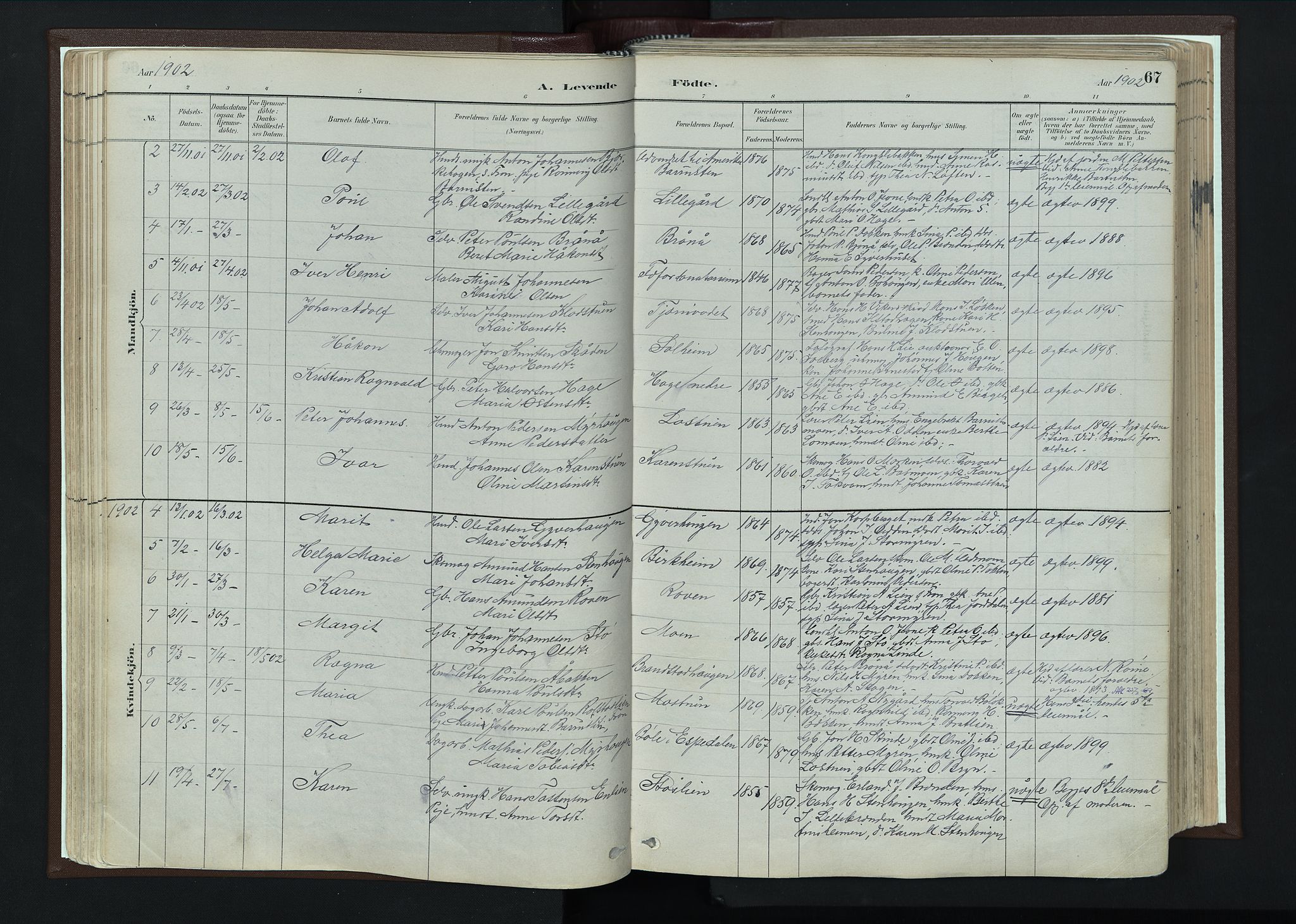 Nord-Fron prestekontor, AV/SAH-PREST-080/H/Ha/Haa/L0004: Parish register (official) no. 4, 1884-1914, p. 67