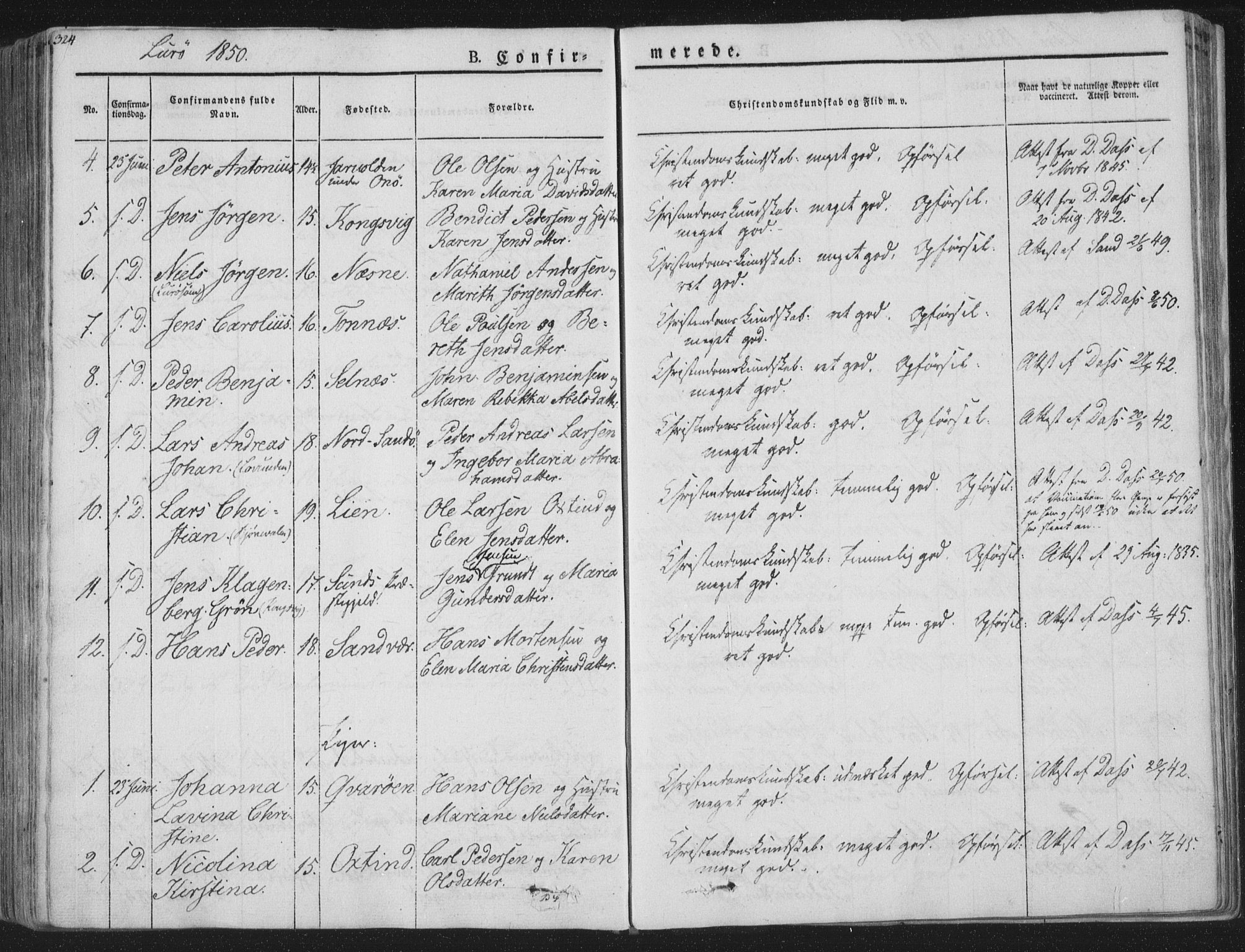 Ministerialprotokoller, klokkerbøker og fødselsregistre - Nordland, SAT/A-1459/839/L0565: Parish register (official) no. 839A02, 1825-1862, p. 324