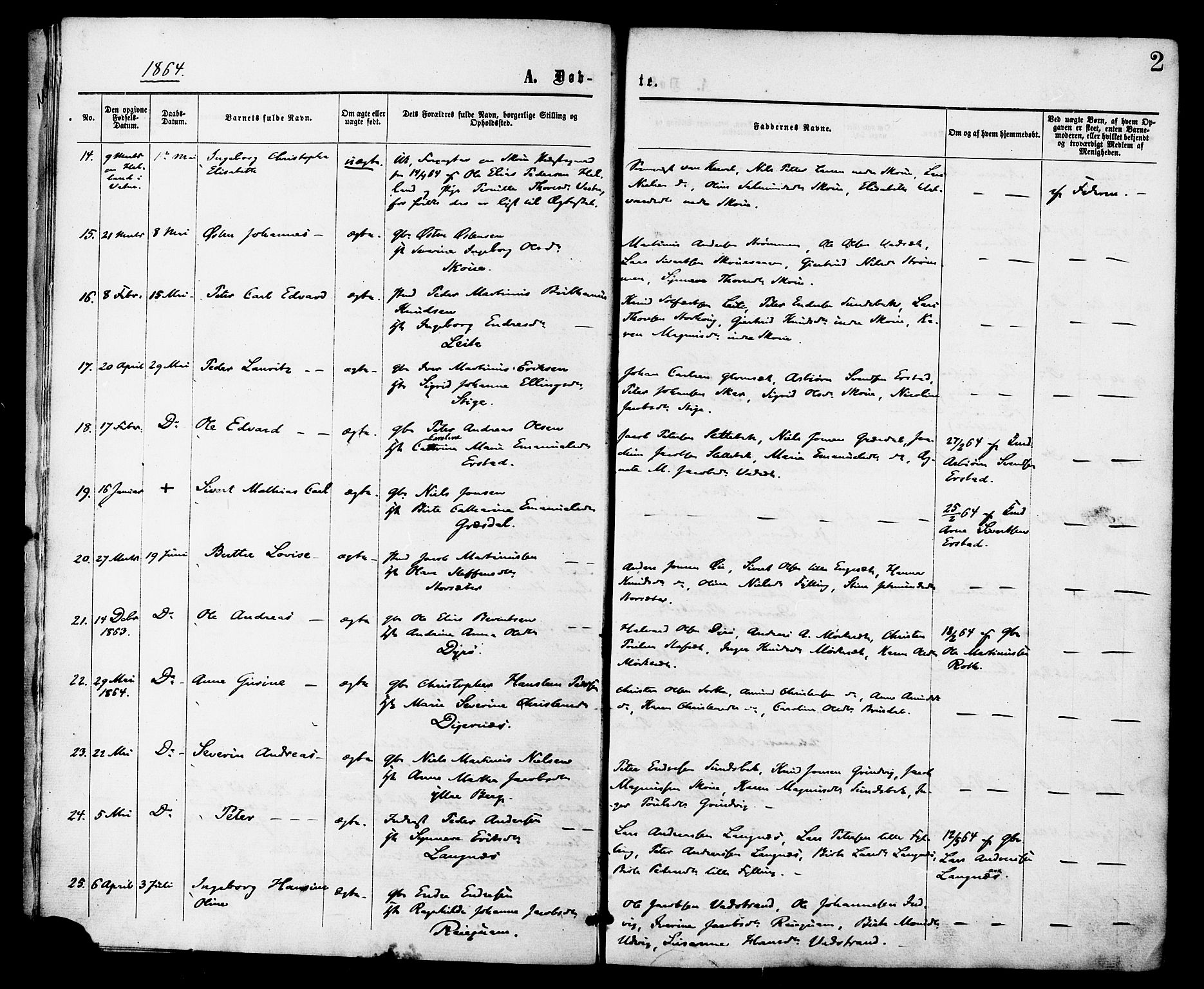 Ministerialprotokoller, klokkerbøker og fødselsregistre - Møre og Romsdal, AV/SAT-A-1454/524/L0355: Parish register (official) no. 524A07, 1864-1879, p. 2