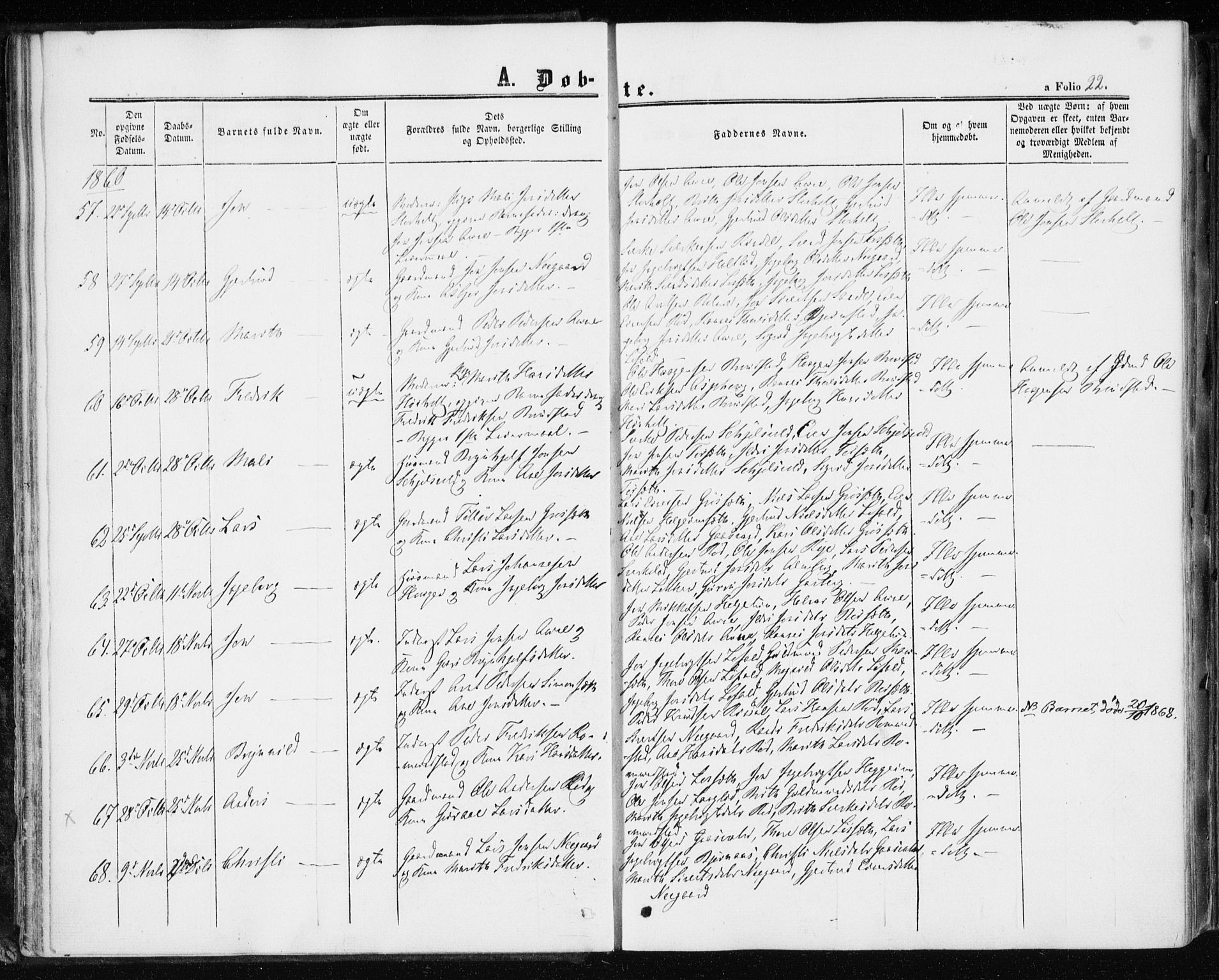 Ministerialprotokoller, klokkerbøker og fødselsregistre - Møre og Romsdal, AV/SAT-A-1454/598/L1067: Parish register (official) no. 598A01, 1858-1871, p. 22