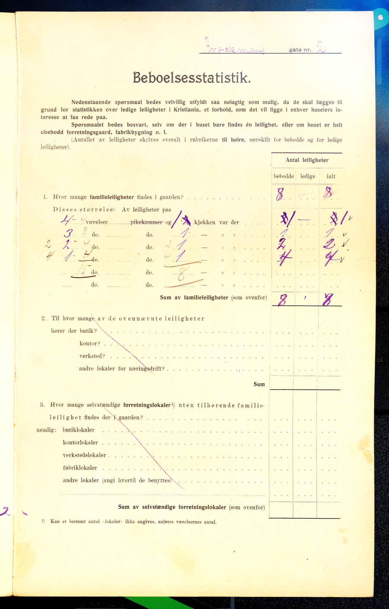 OBA, Municipal Census 1910 for Kristiania, 1910, p. 9243