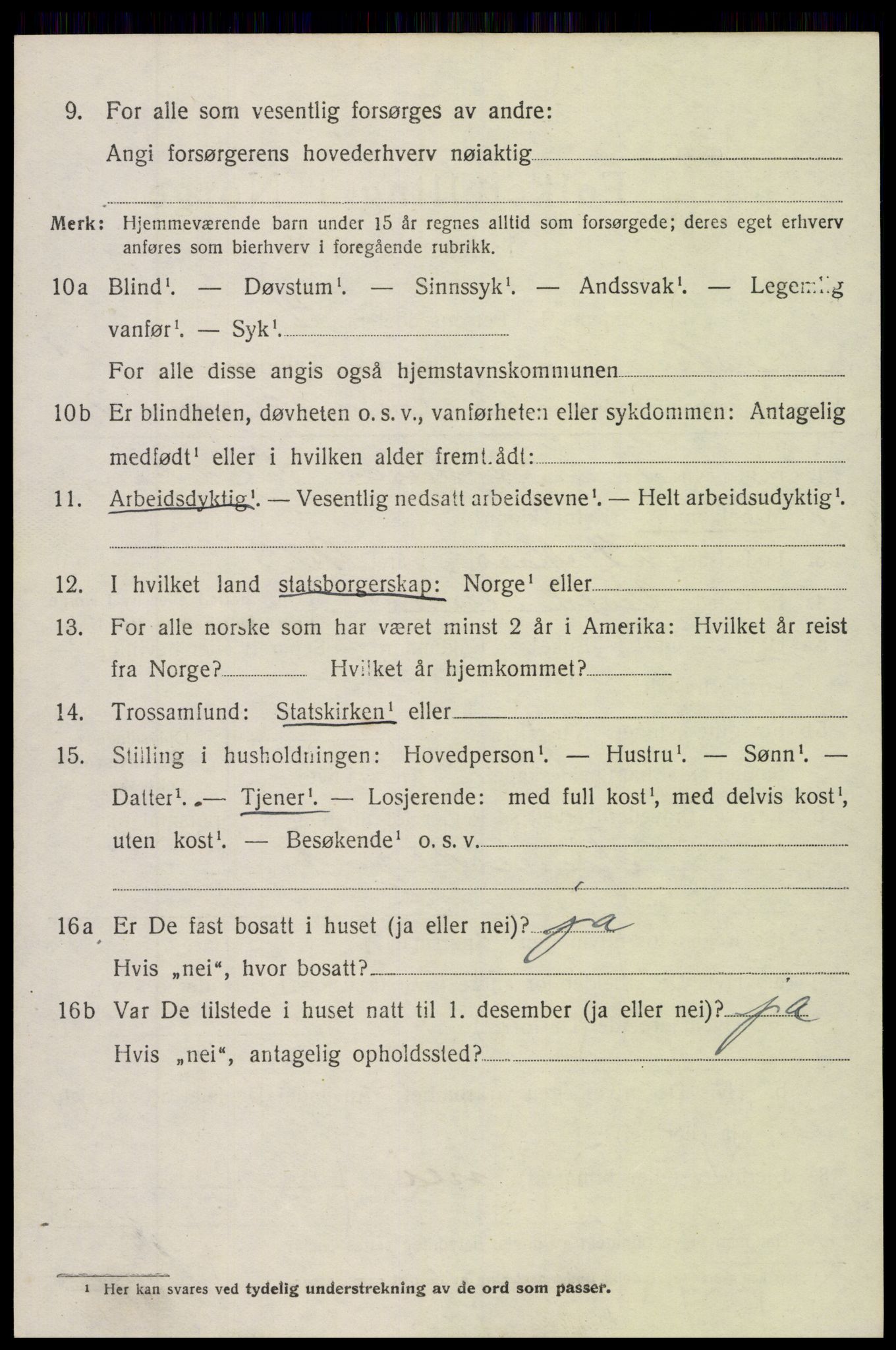 SAH, 1920 census for Vestre Slidre, 1920, p. 2271