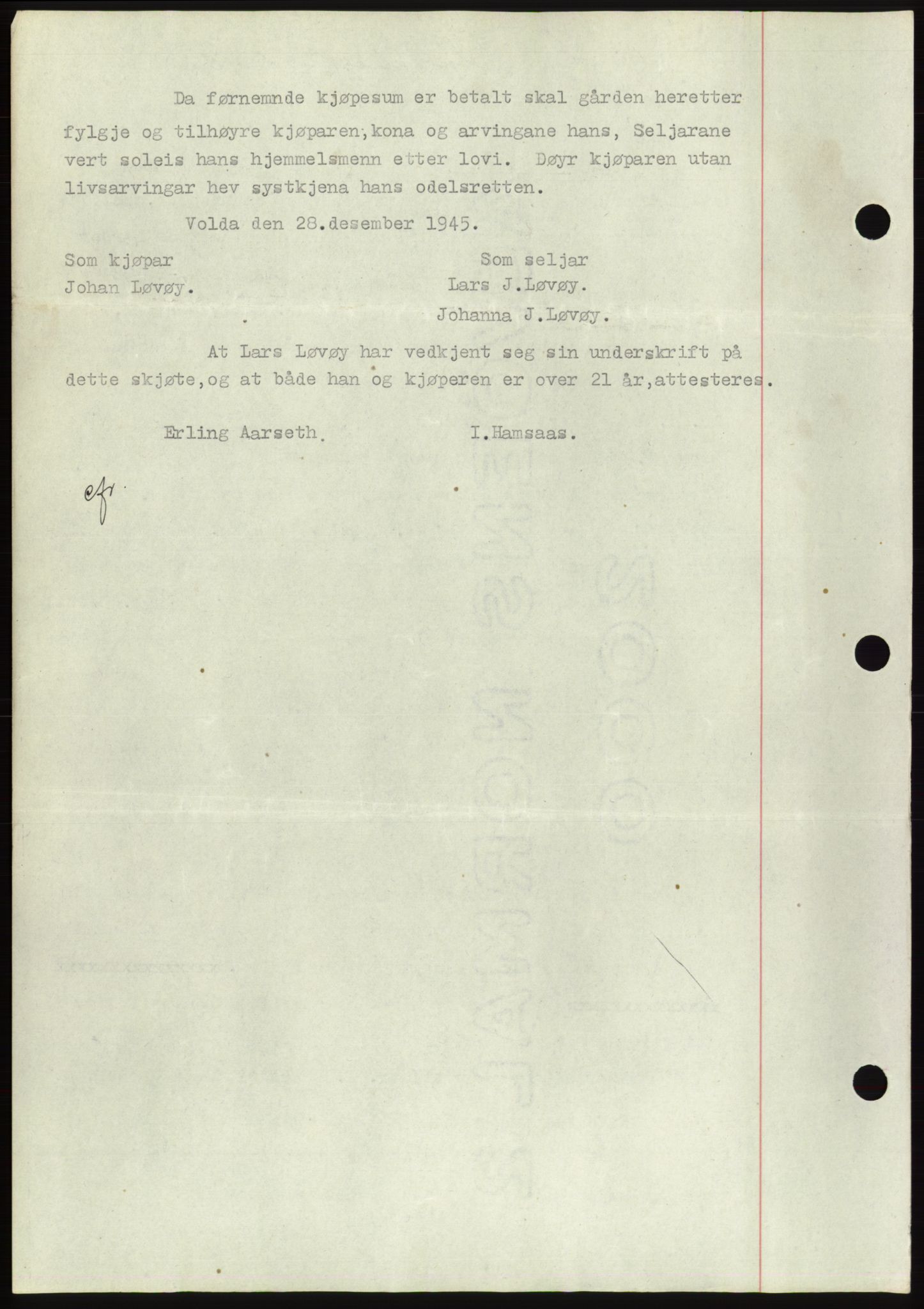 Søre Sunnmøre sorenskriveri, AV/SAT-A-4122/1/2/2C/L0077: Mortgage book no. 3A, 1945-1946, Diary no: : 56/1946