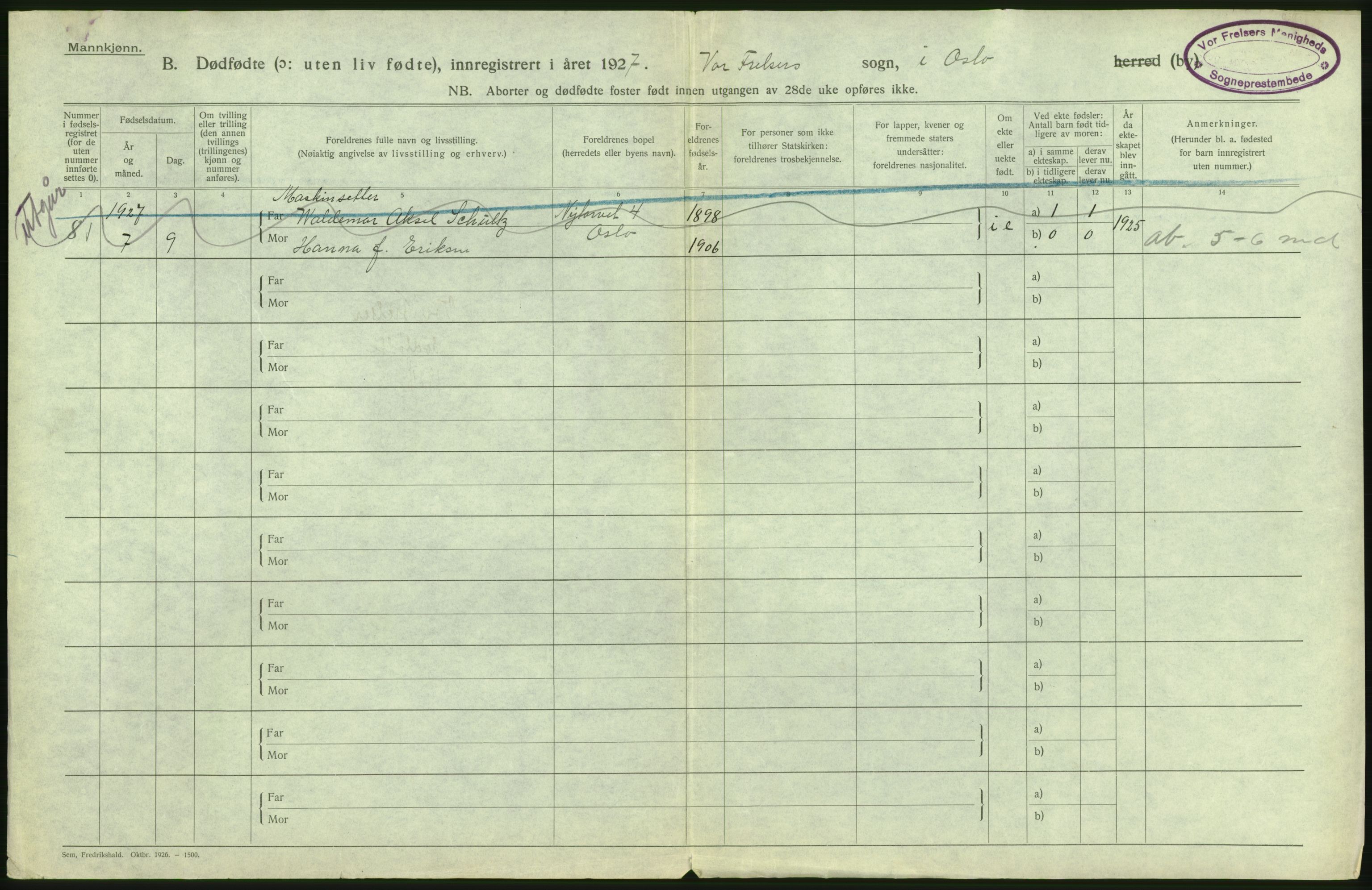 Statistisk sentralbyrå, Sosiodemografiske emner, Befolkning, AV/RA-S-2228/D/Df/Dfc/Dfcg/L0010: Oslo: Døde kvinner, dødfødte, 1927, p. 70