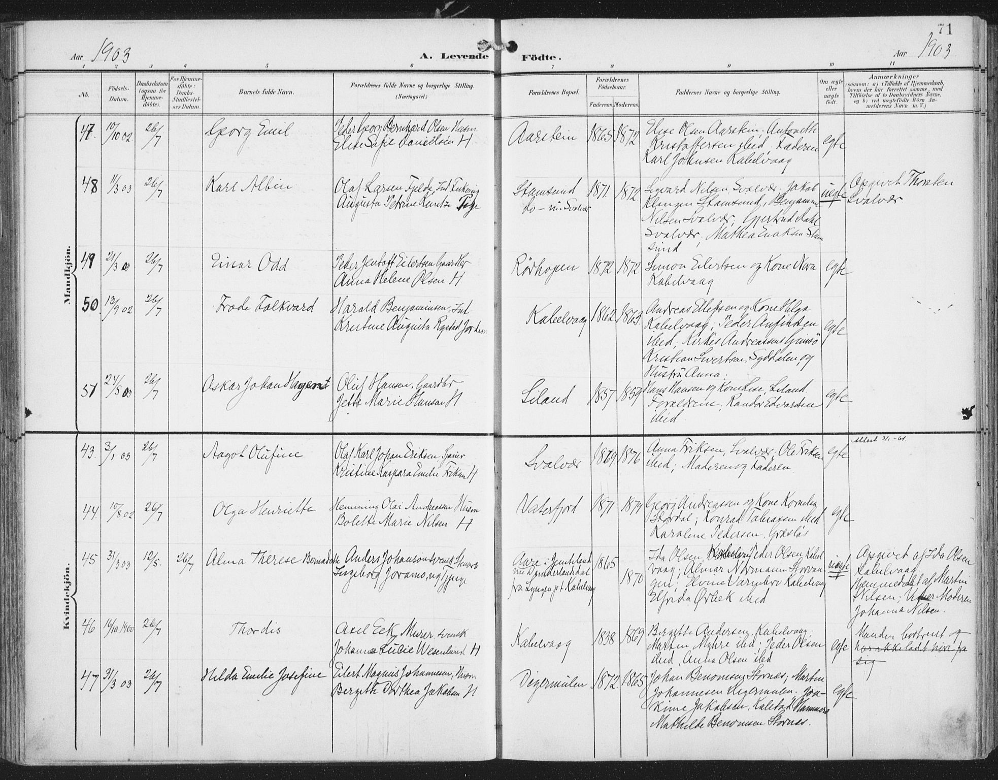 Ministerialprotokoller, klokkerbøker og fødselsregistre - Nordland, AV/SAT-A-1459/874/L1062: Parish register (official) no. 874A06, 1899-1907, p. 71