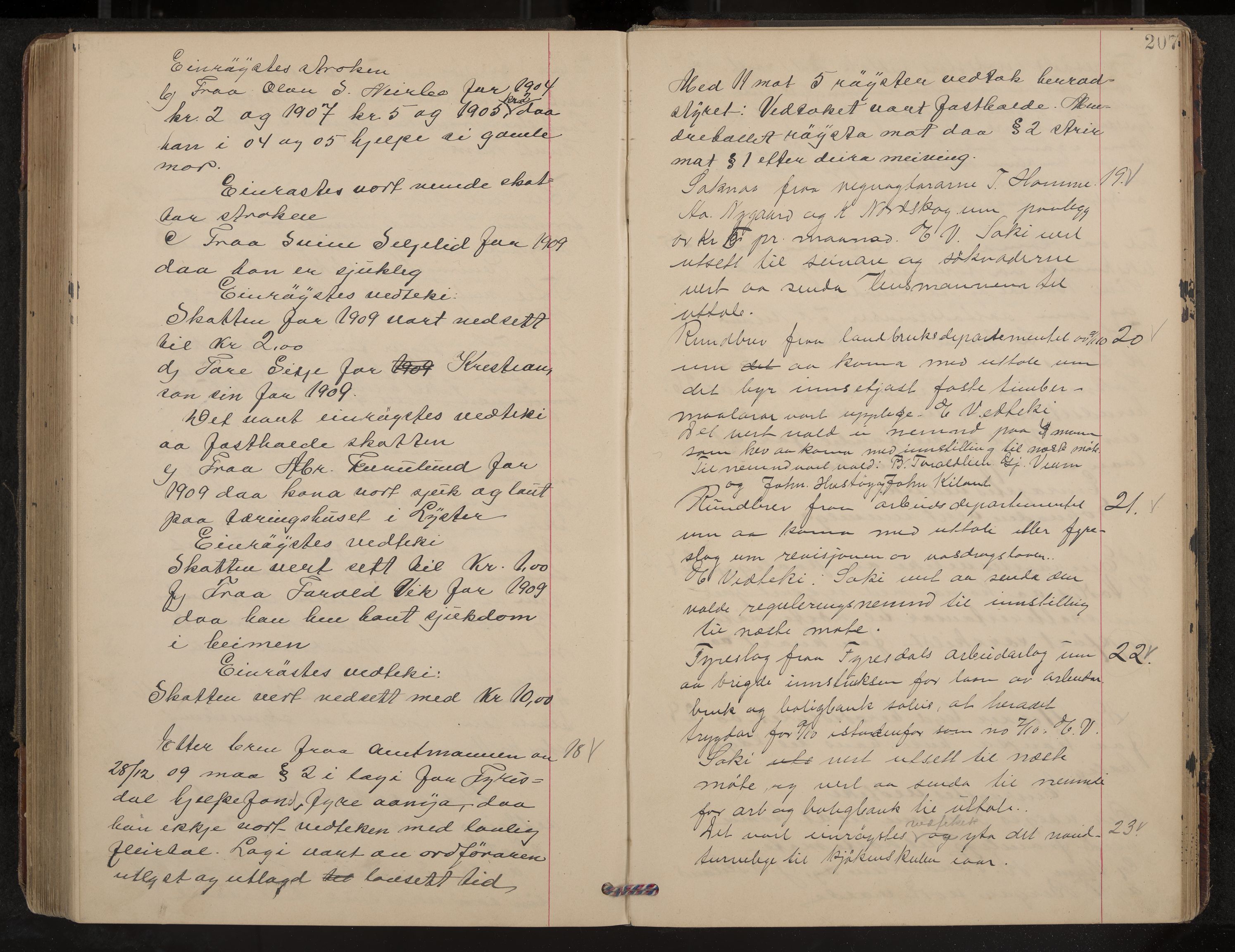 Fyresdal formannskap og sentraladministrasjon, IKAK/0831021-1/Aa/L0004: Møtebok, 1903-1911, p. 207