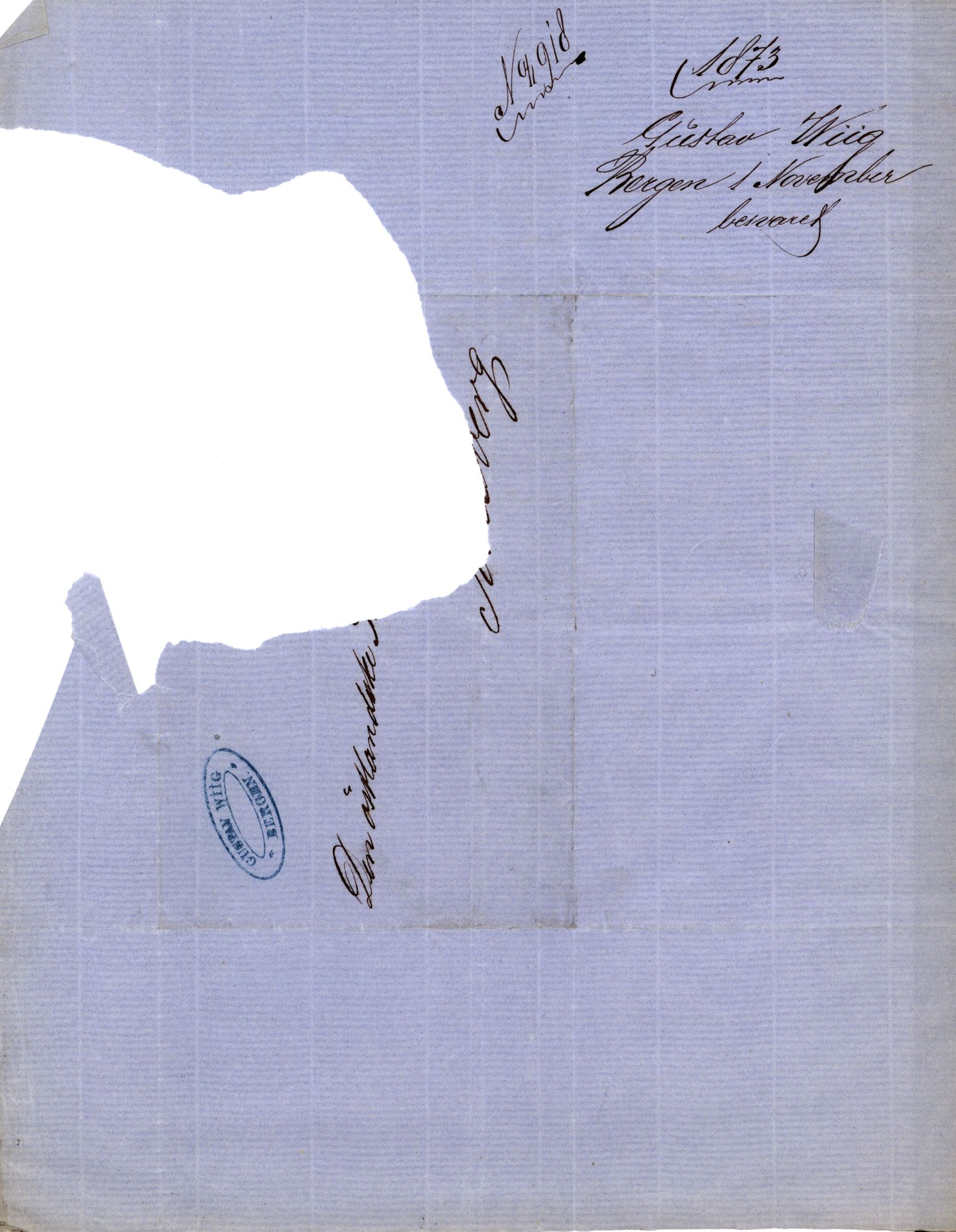 Pa 63 - Østlandske skibsassuranceforening, VEMU/A-1079/G/Ga/L0005/0013: Havaridokumenter / Norge, 1873