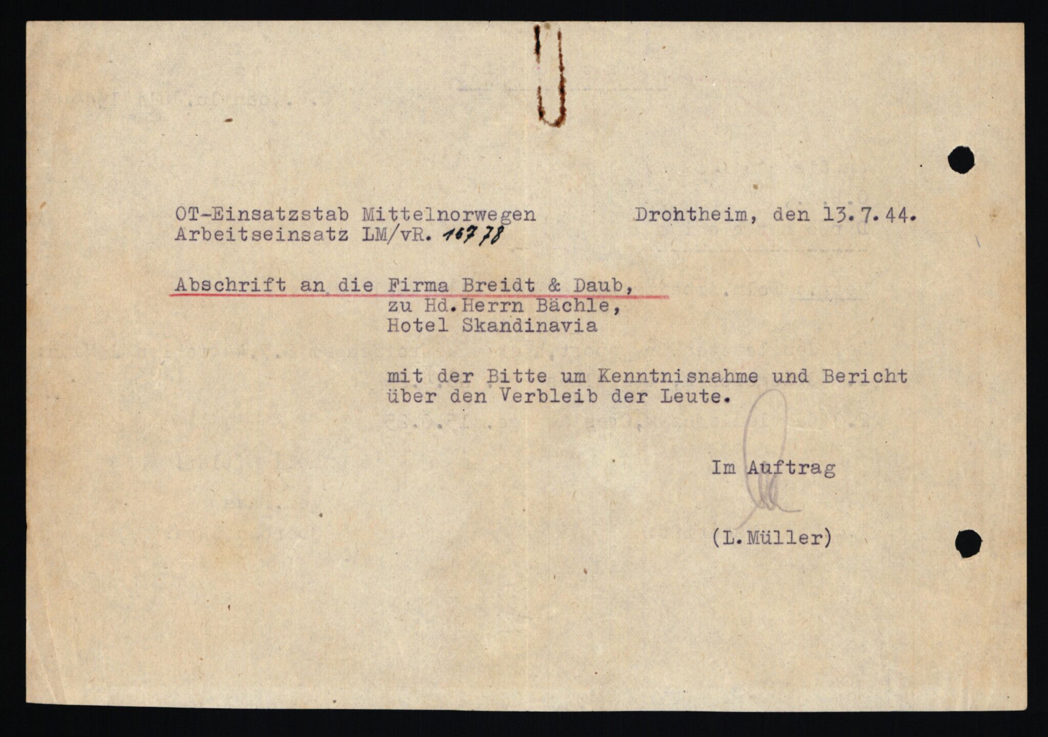 Tyske arkiver, Organisation Todt (OT), Einsatzgruppe Wiking, AV/RA-RAFA-2188/2/H/Hf/Hfa/0038 / Baustelle Melland, 1944-1945, p. 3