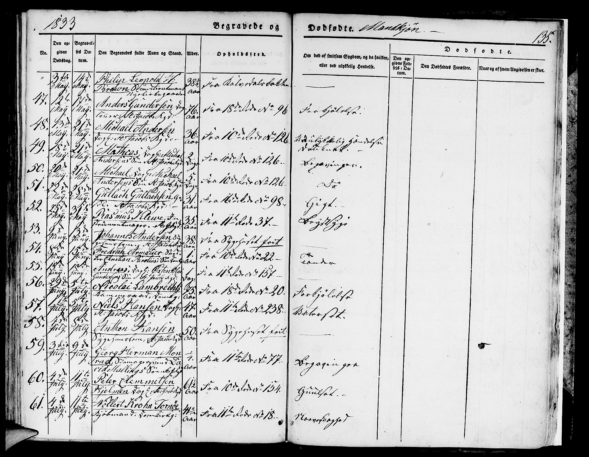 Domkirken sokneprestembete, AV/SAB-A-74801/H/Hab/L0006: Parish register (copy) no. A 6, 1827-1834, p. 135