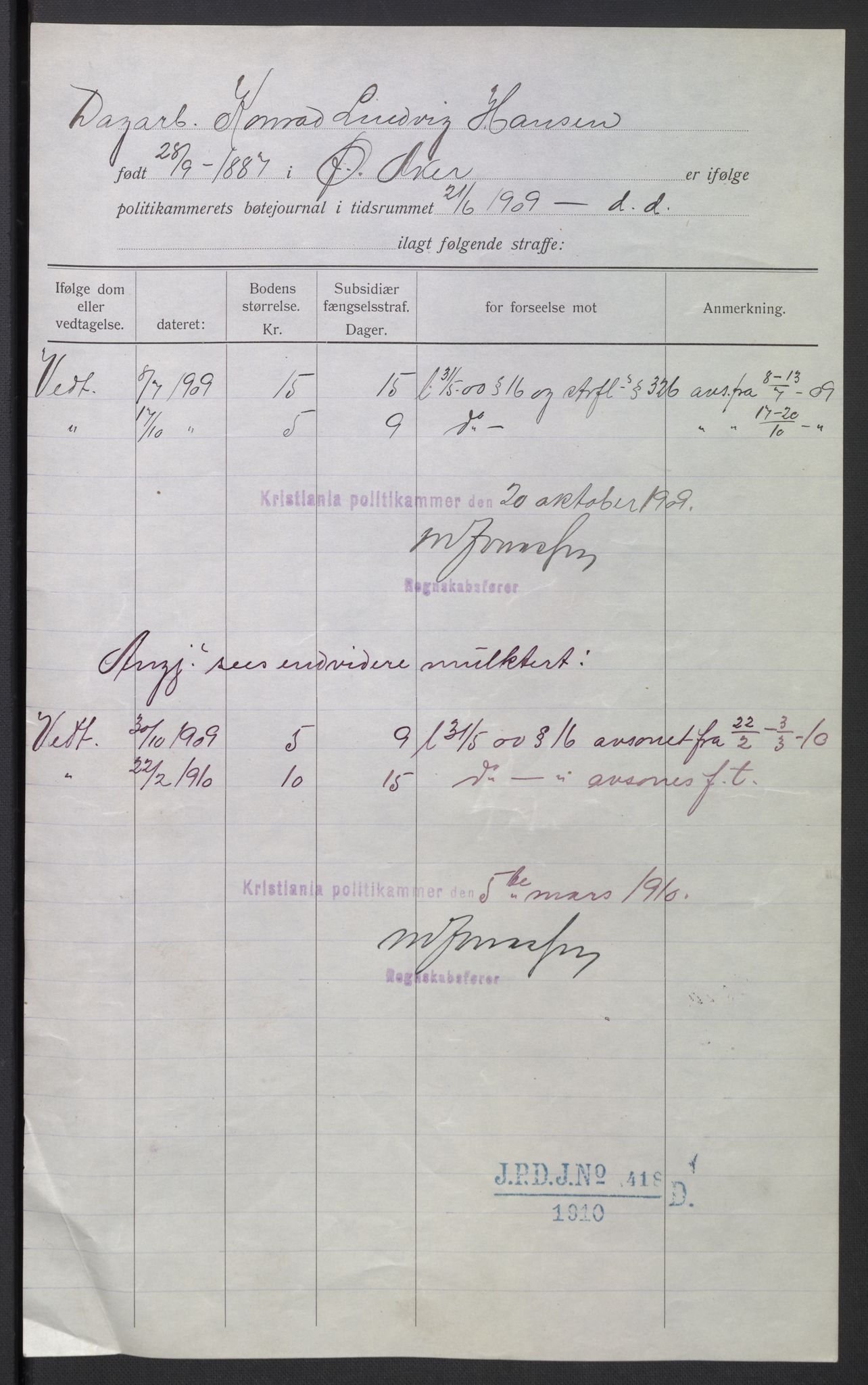 Botsfengslet, RA/S-1539/D/Dn/L0331: 49n-56n, 57n-83n, 1910, p. 895