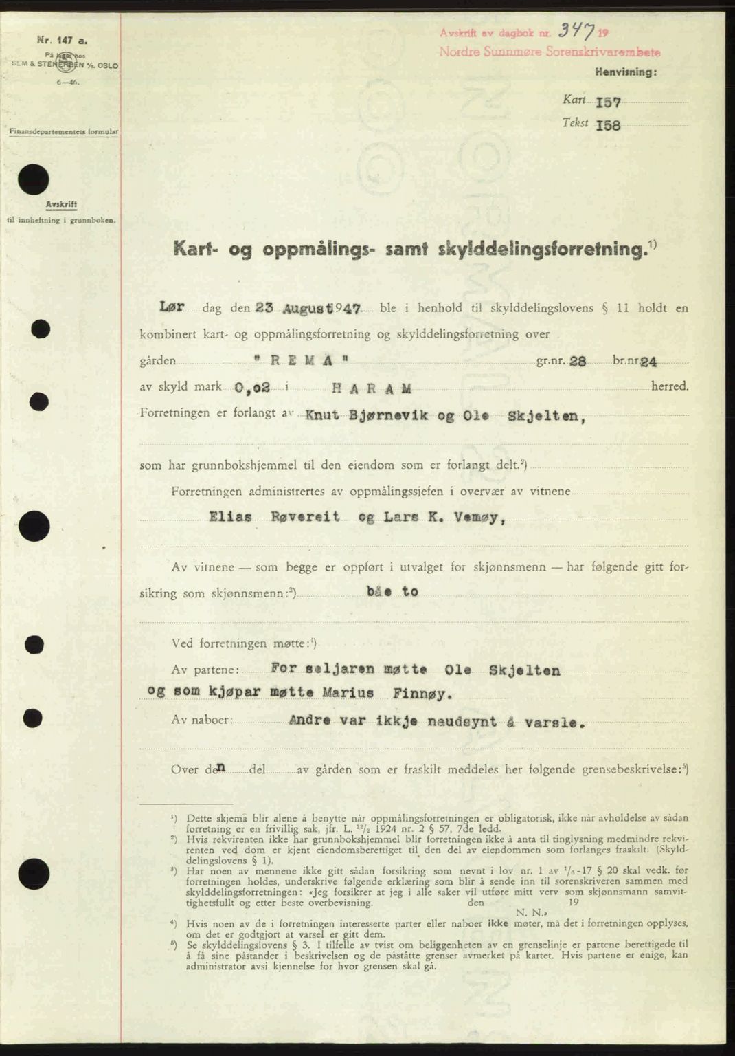 Nordre Sunnmøre sorenskriveri, AV/SAT-A-0006/1/2/2C/2Ca: Mortgage book no. A27, 1948-1948, Diary no: : 347/1948