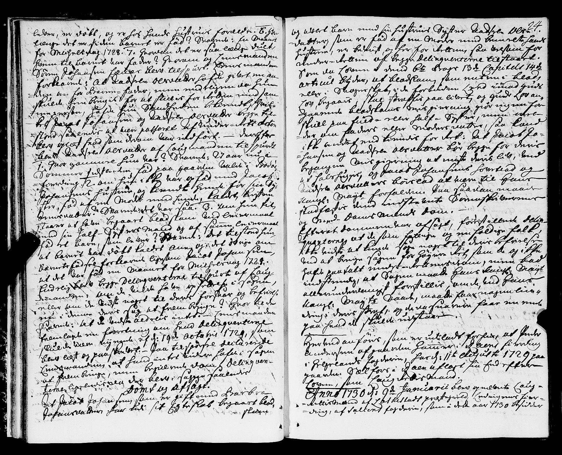 Nordland og Finnmarks lagstol, AV/SAT-A-5608/X/L0006: Justisprotokoll, 1730-1740, p. 23b-24a