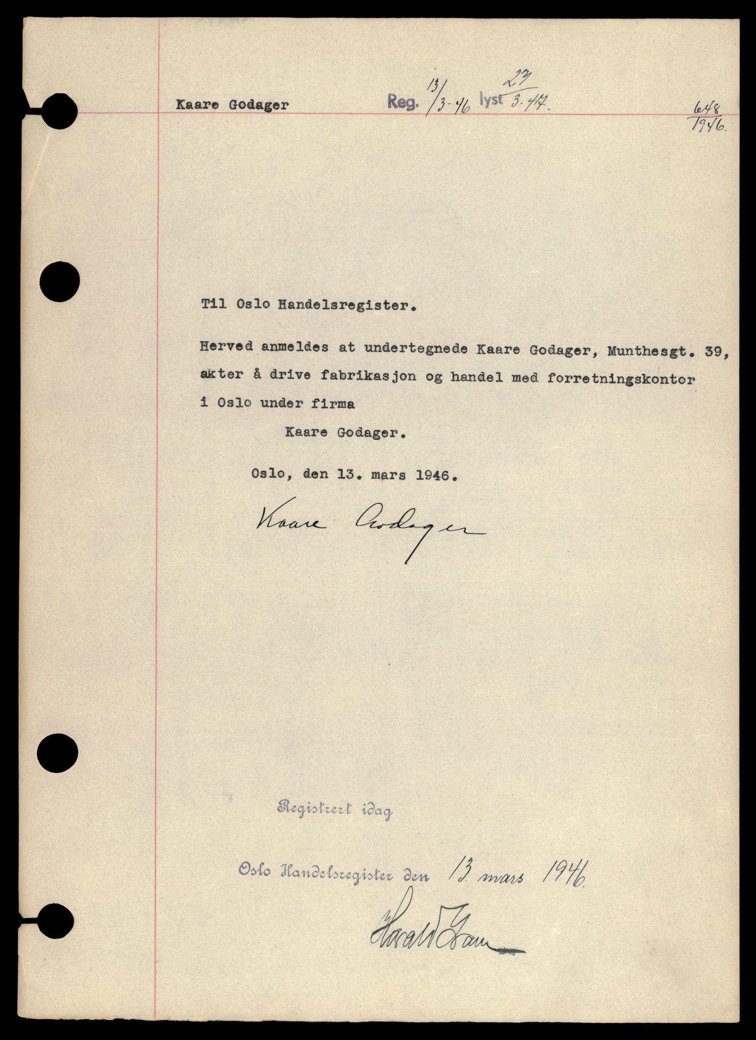 Oslo byfogd, Handelsregisteret, AV/SAT-A-10867/G/Gb/Gba/L0022: Enkeltmannsforetak, Ka-Kjek, 1944-1990