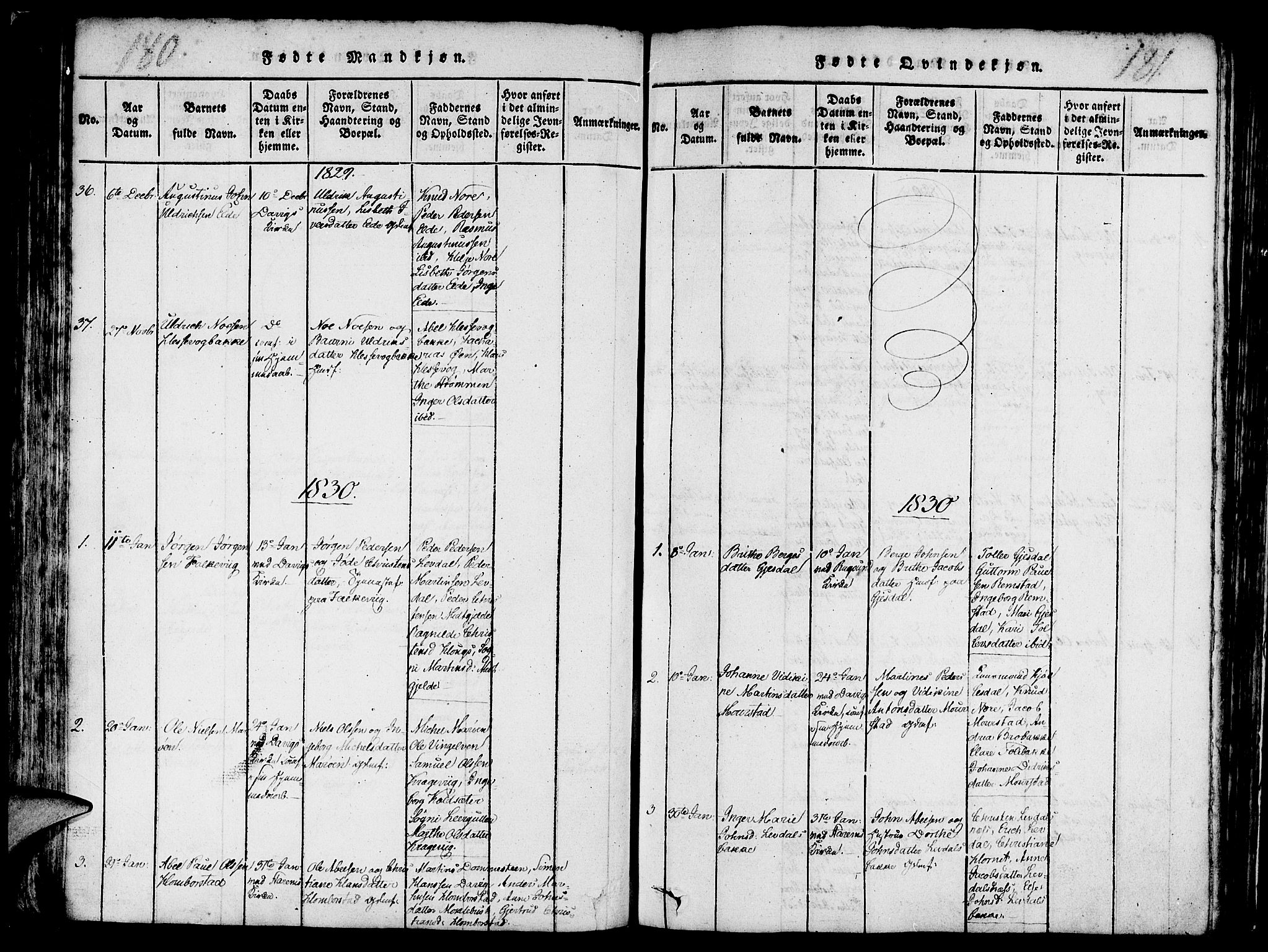 Davik sokneprestembete, SAB/A-79701/H/Haa/Haaa/L0003: Parish register (official) no. A 3, 1816-1830, p. 180-181