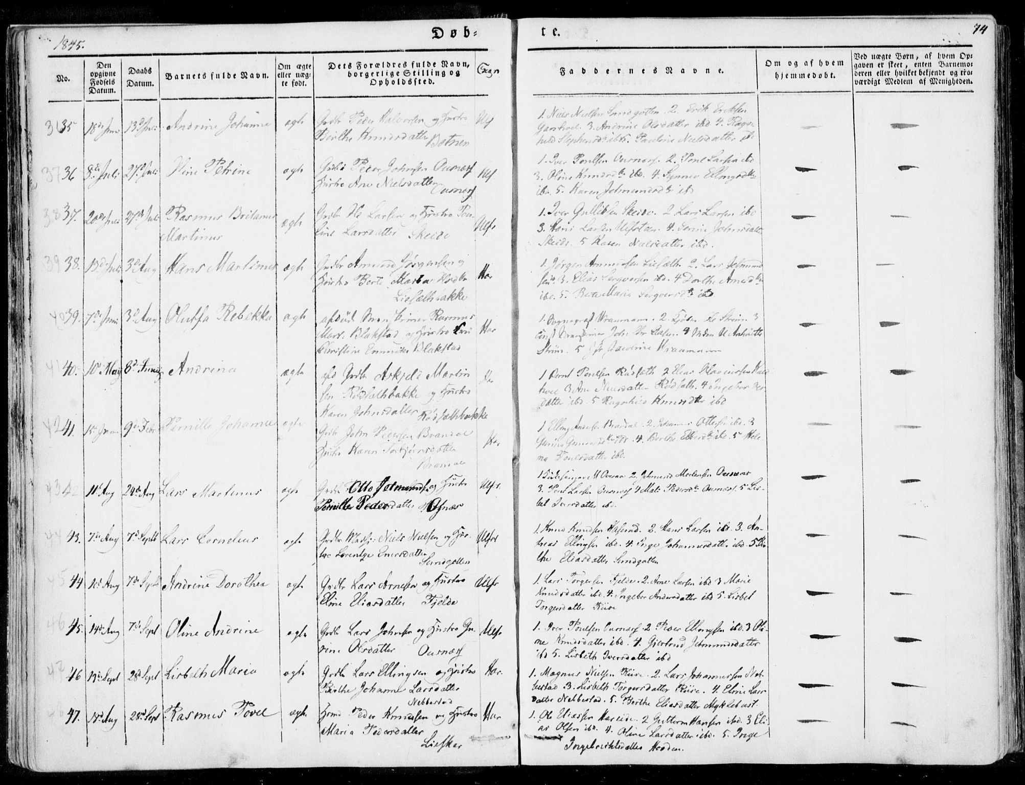 Ministerialprotokoller, klokkerbøker og fødselsregistre - Møre og Romsdal, AV/SAT-A-1454/509/L0104: Parish register (official) no. 509A02, 1833-1847, p. 74