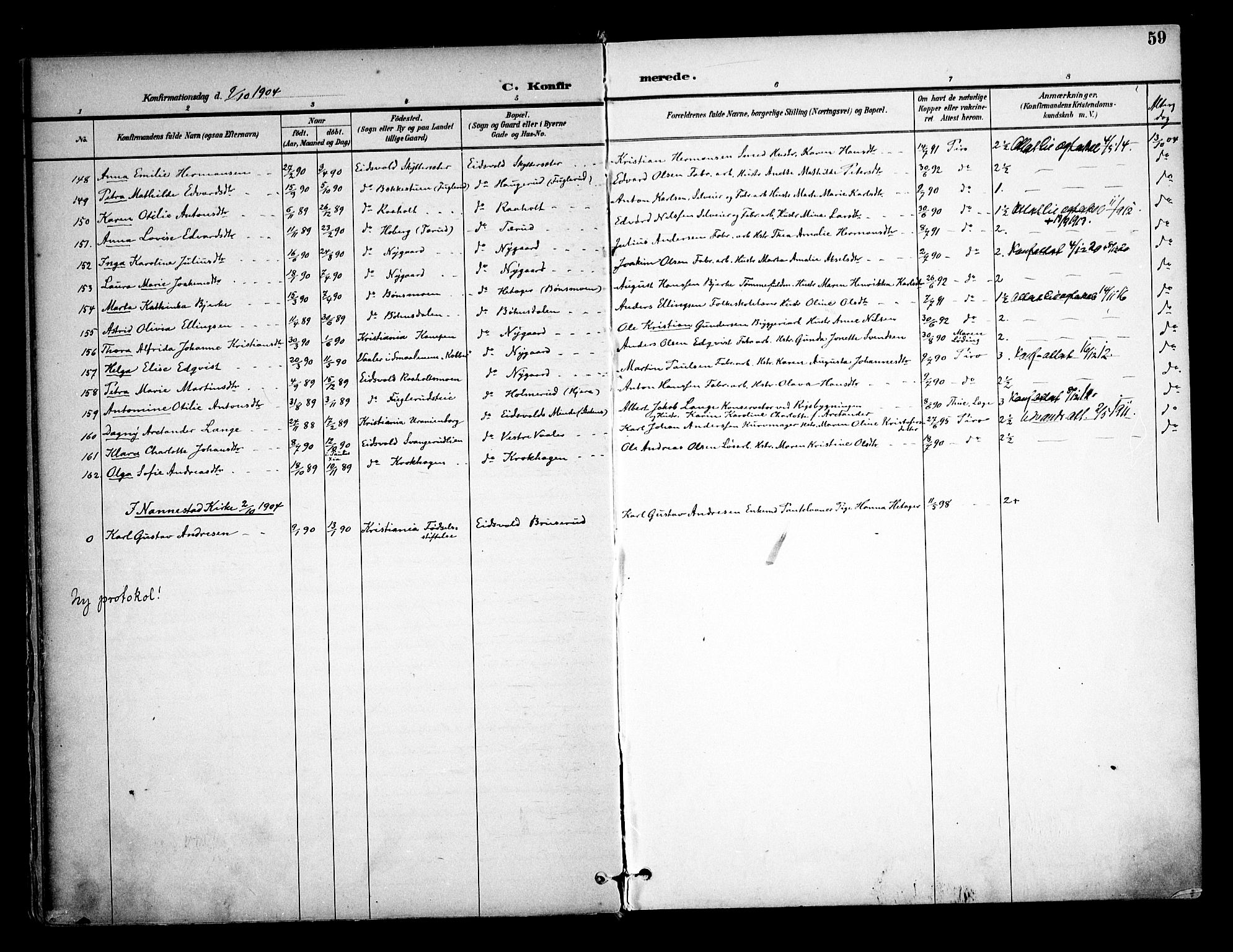 Eidsvoll prestekontor Kirkebøker, AV/SAO-A-10888/F/Fa/L0005: Parish register (official) no. I 5, 1896-1906, p. 59