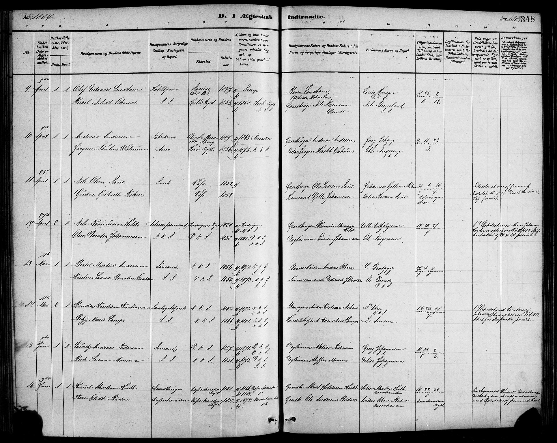 Sandviken Sokneprestembete, AV/SAB-A-77601/H/Hb/L0001: Parish register (copy) no. A 2, 1879-1892, p. 348